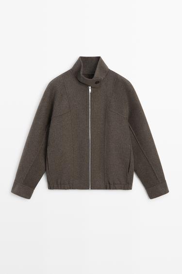 Wool blend bomber jacket — BROWN 2