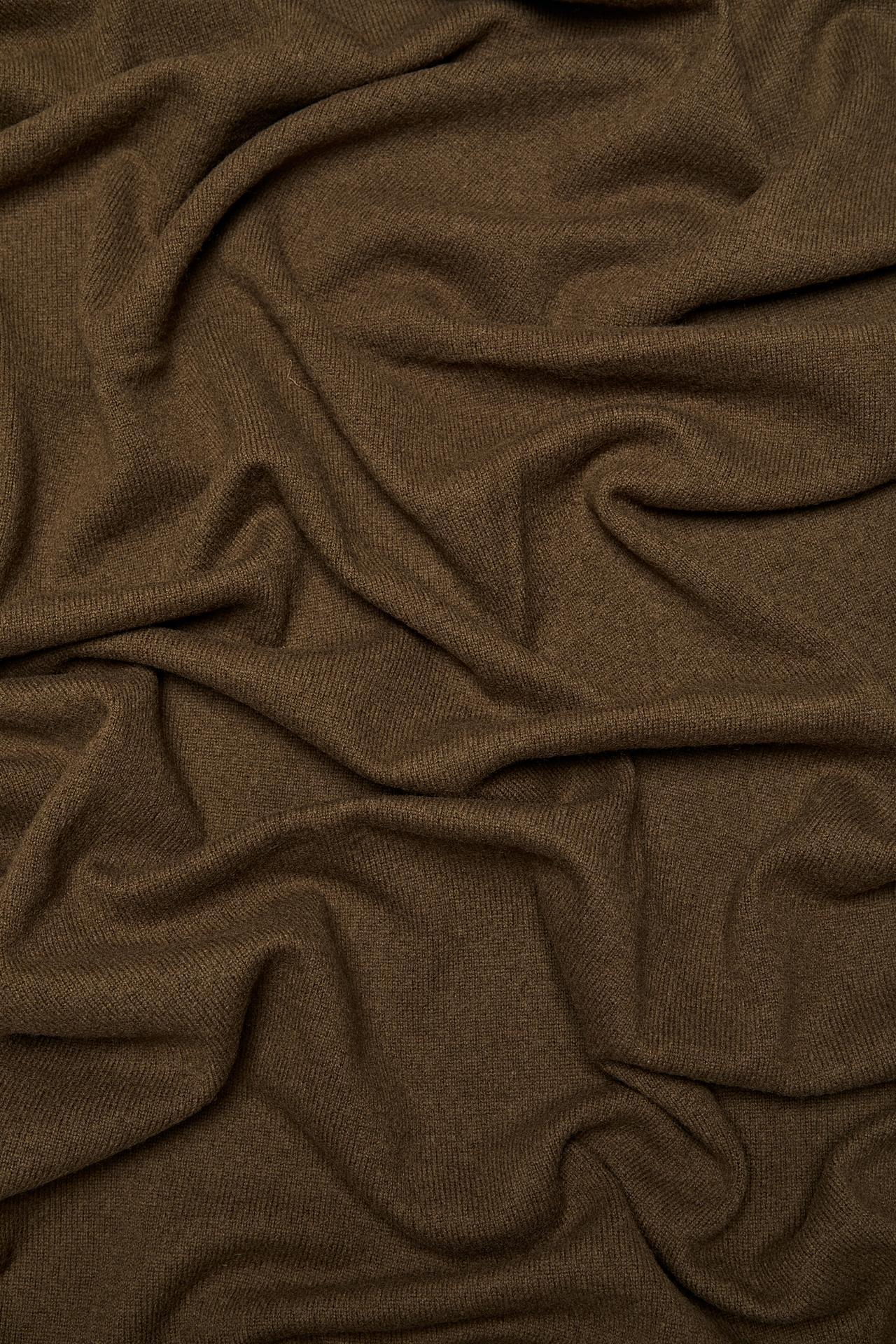 Plain wool-cashmere blend fine knit scarf — Caramel