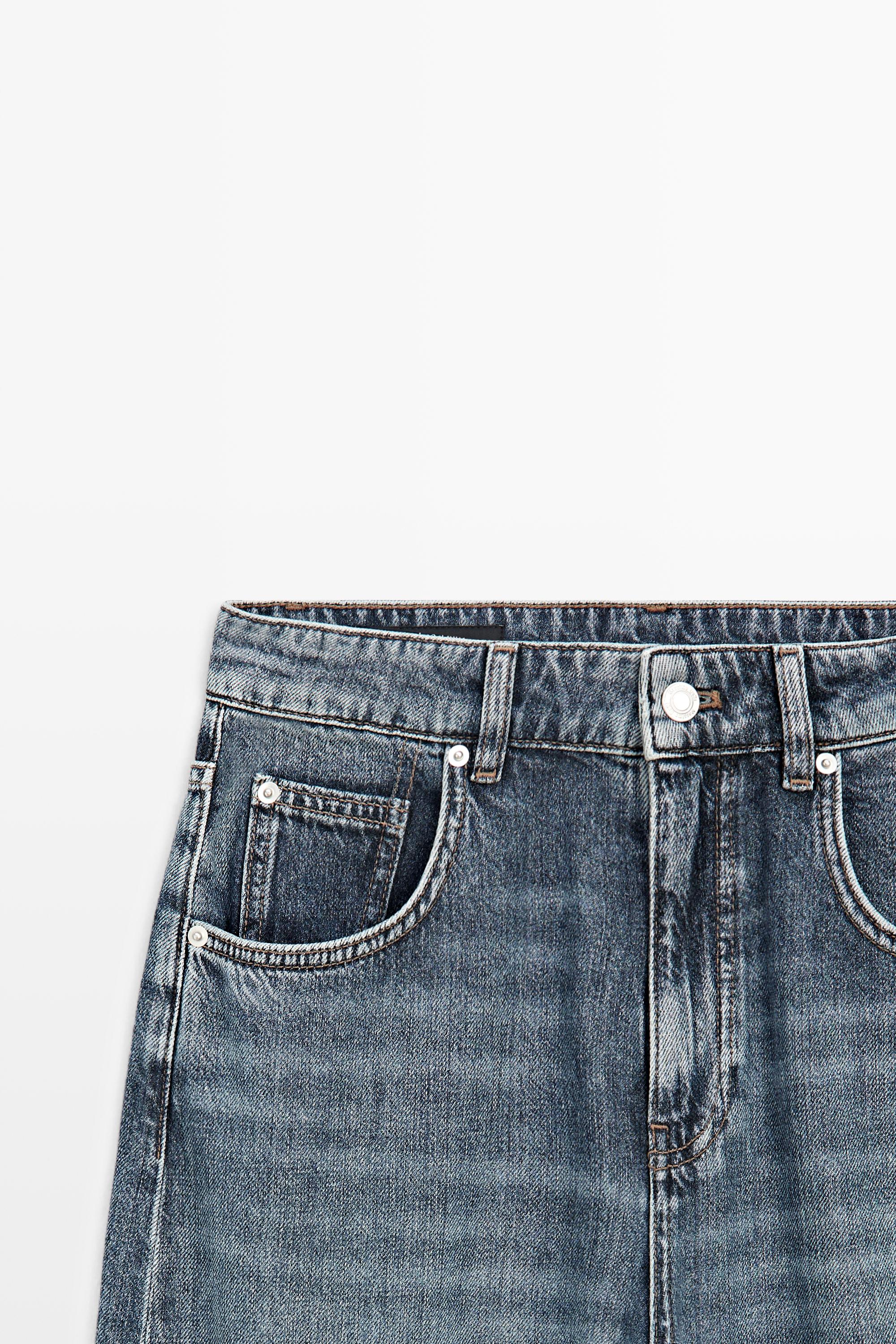 Mid-waist barrel fit jeans — MEDIUM BLUE