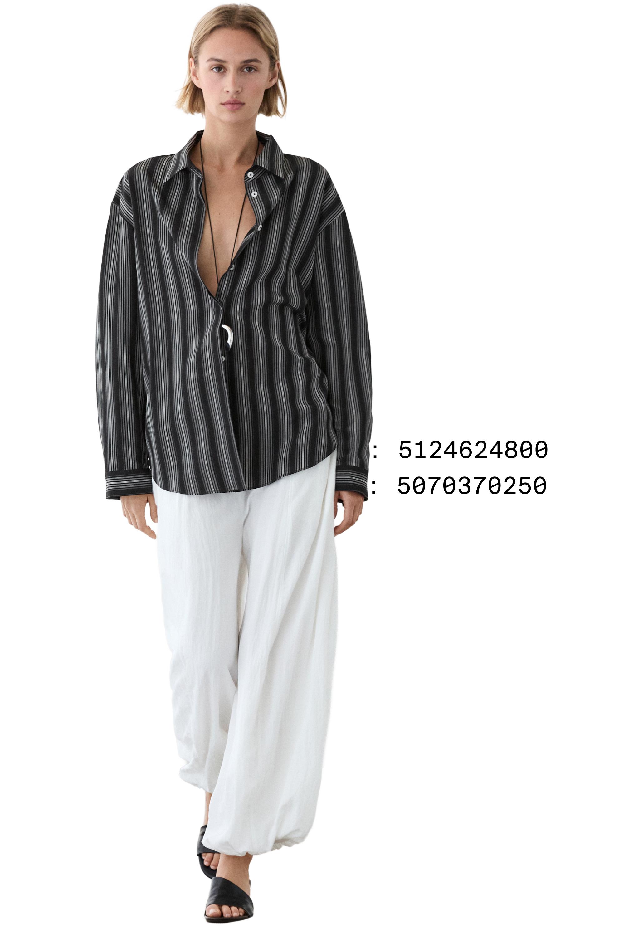 Flowing shirt with striped detailing — BLACK