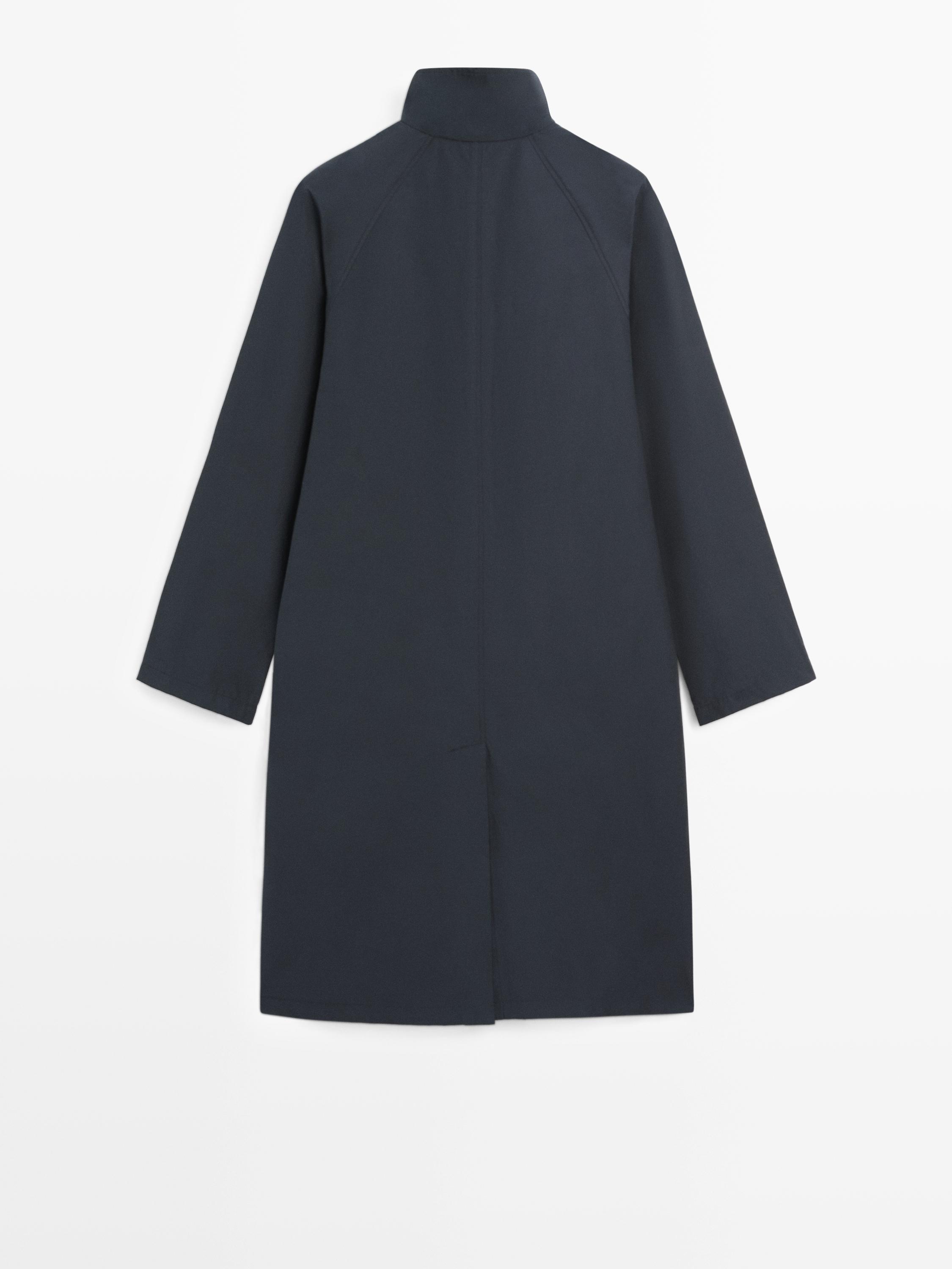 High neck technical trench coat — DARK NAVY