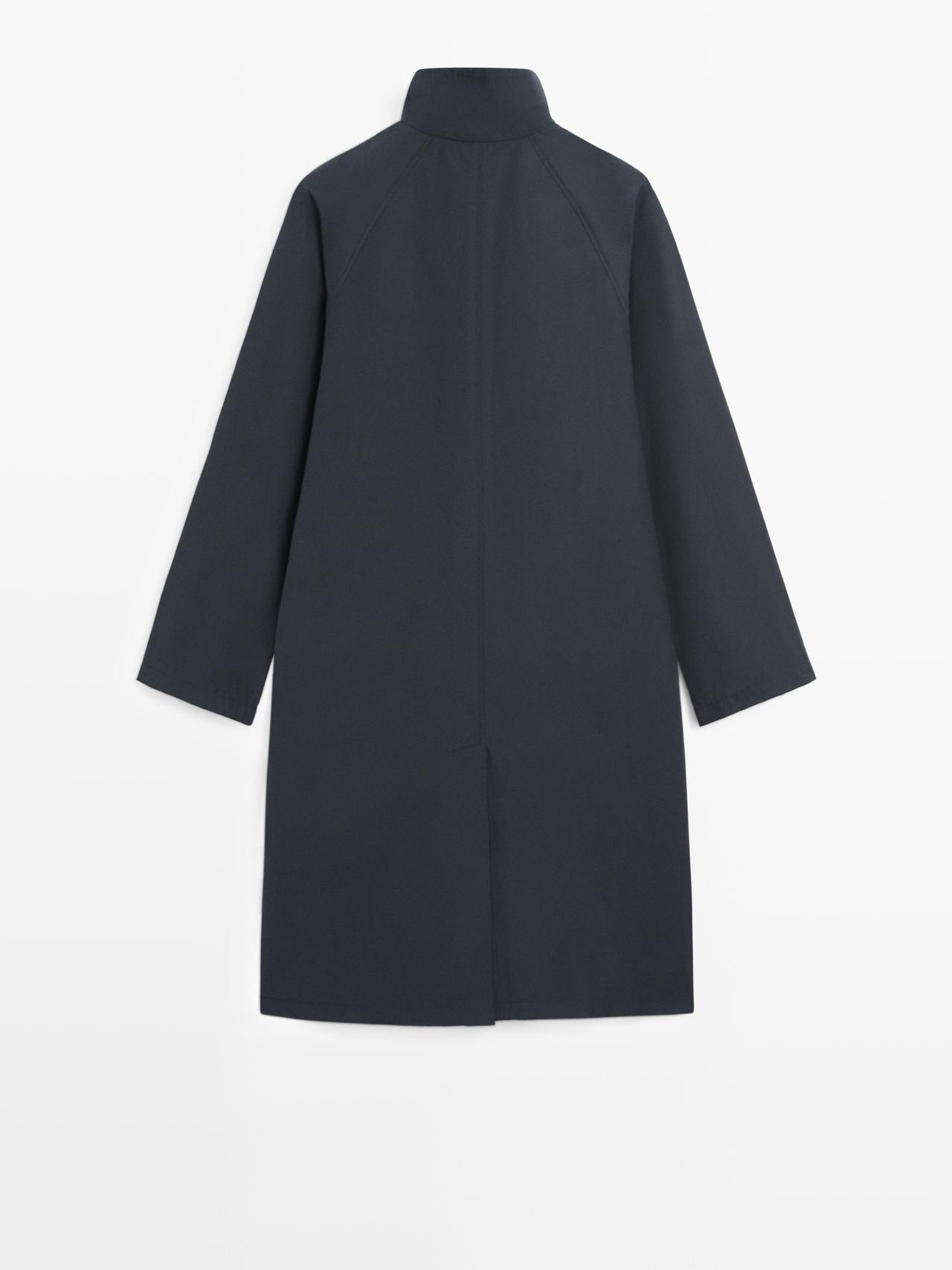 High neck technical trench coat — DARK NAVY