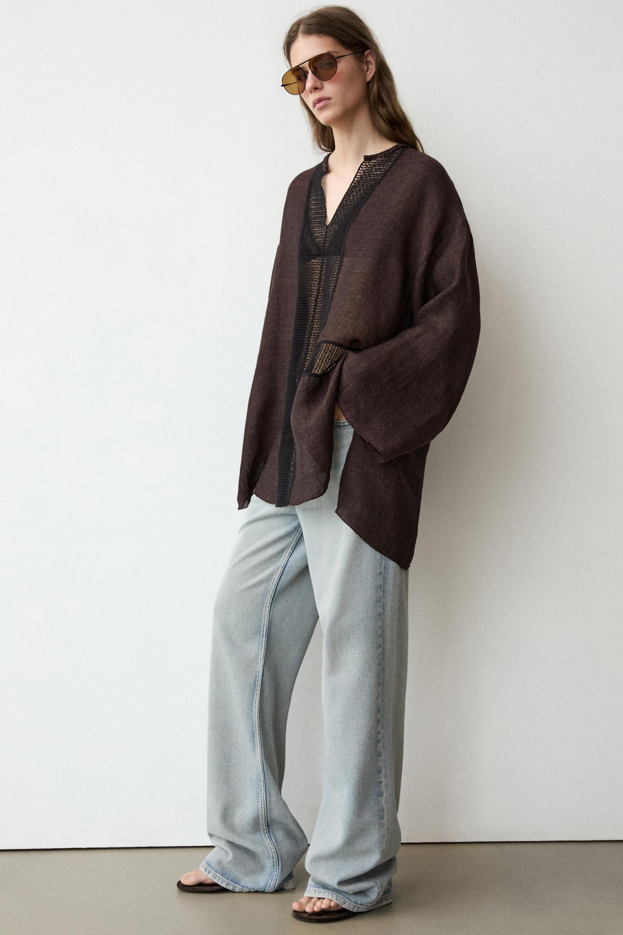 High-waist palazzo jeans — Light Blue