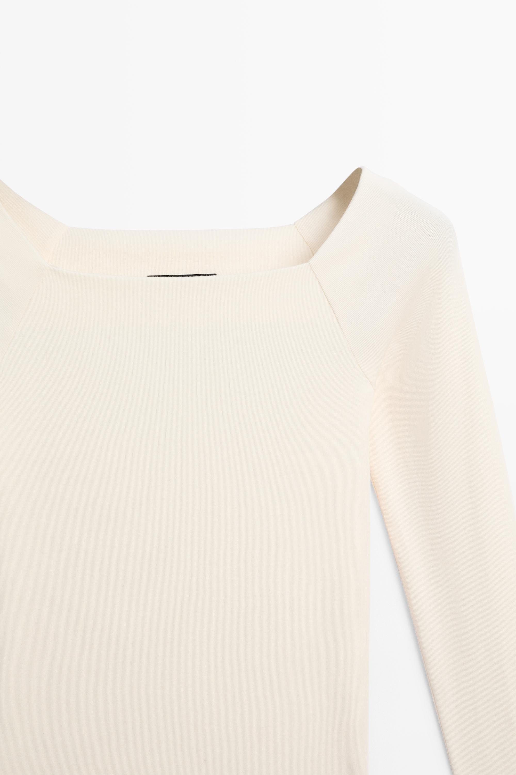 Stretch long sleeve top — CREAM