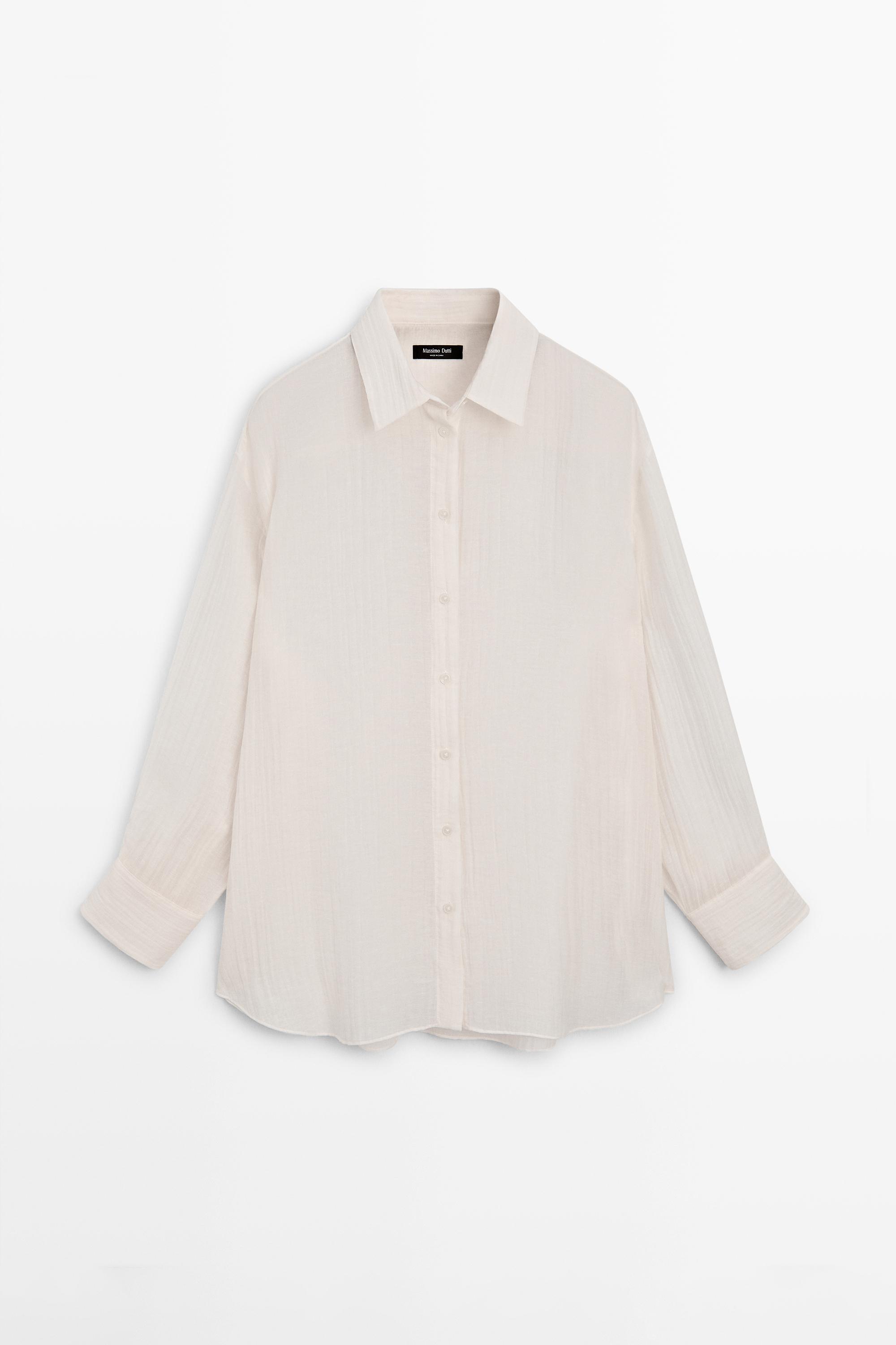 Flowing shirt with pleated detail — IVORY