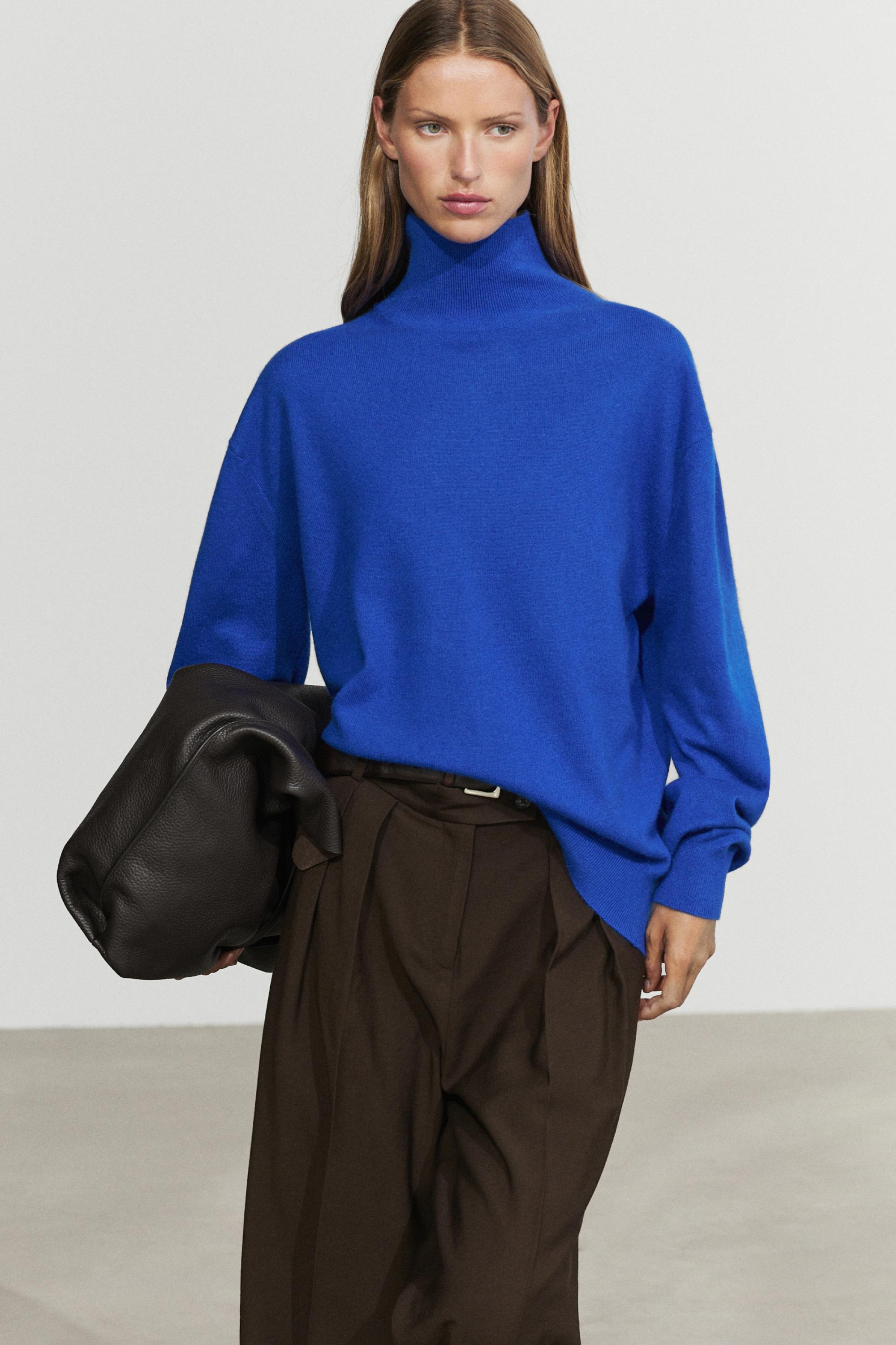 Jersey punto cuello alto 100% cashmere