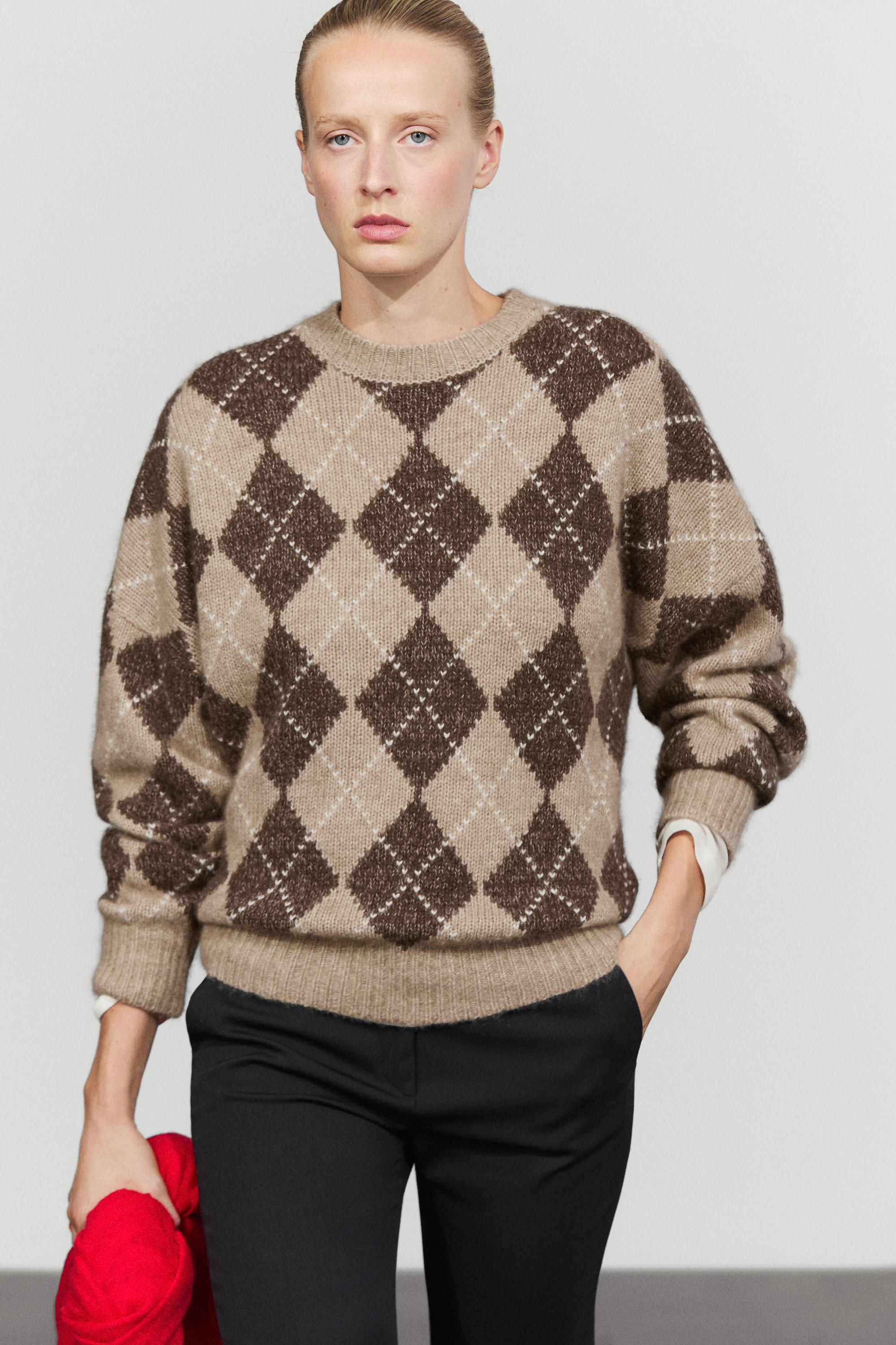 Argyle knit sweater with cashmere - thumbnail 9