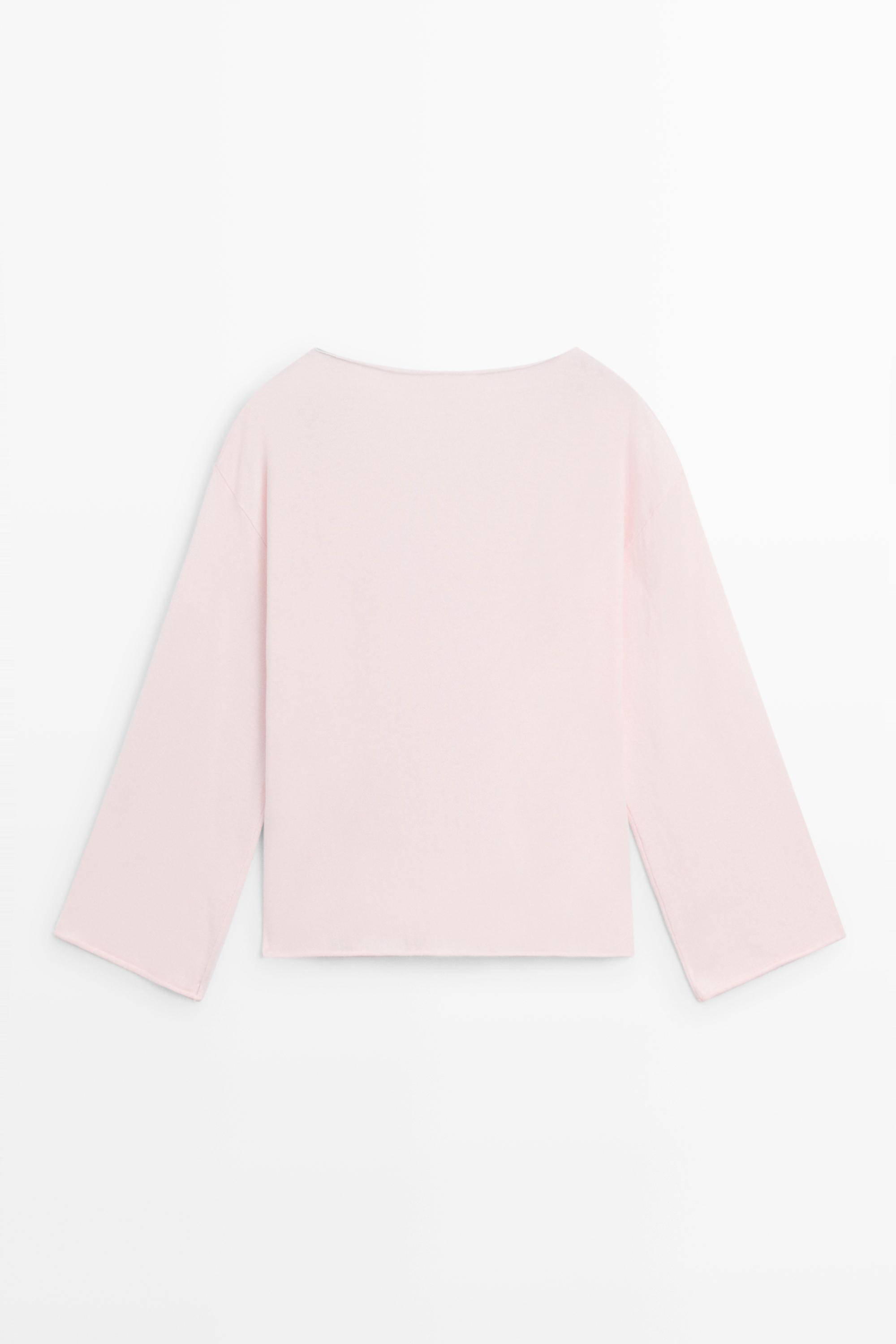 Cotton blend knit sweater — PALE PINK