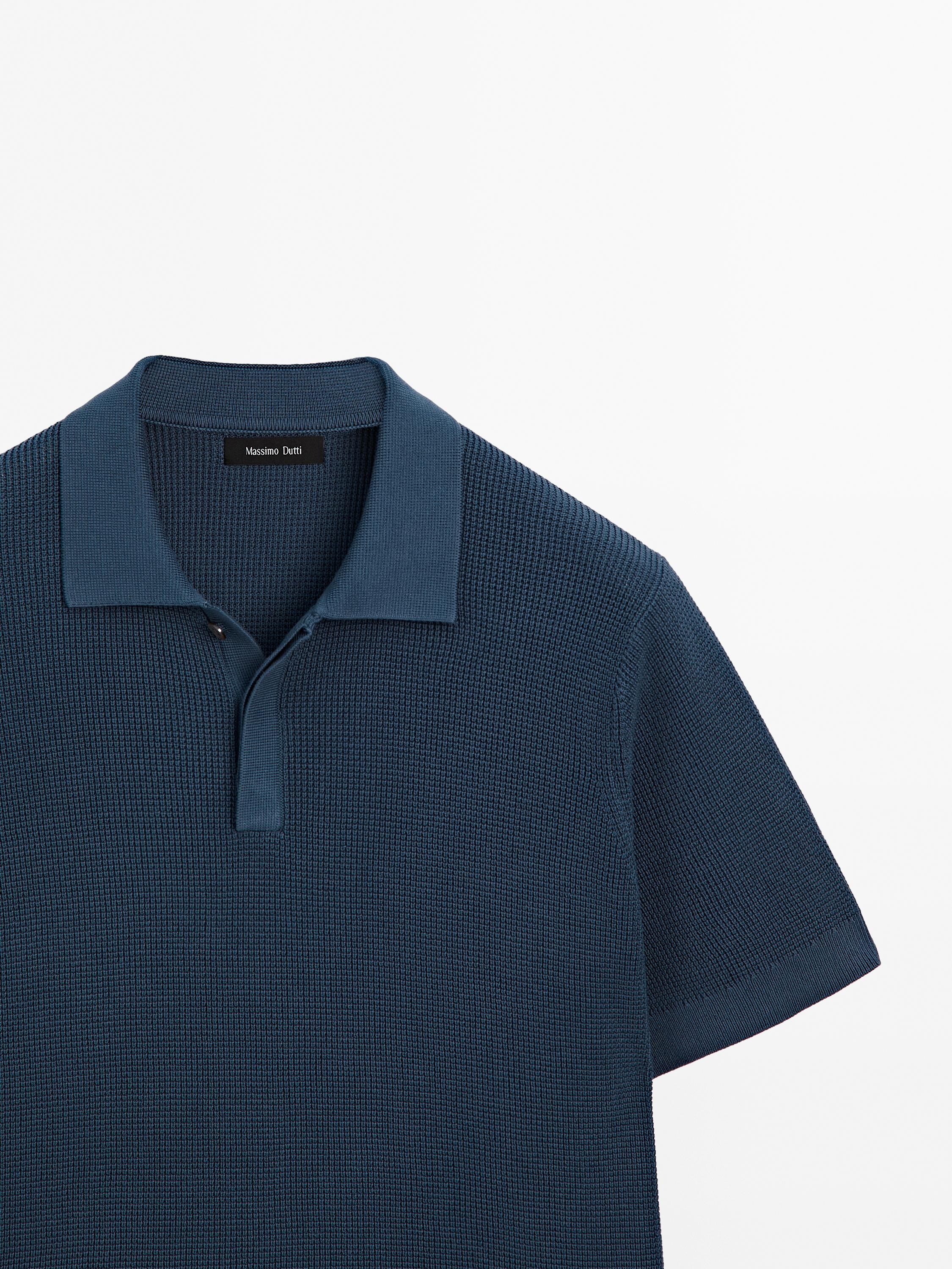 Polo en maille texturée de coton