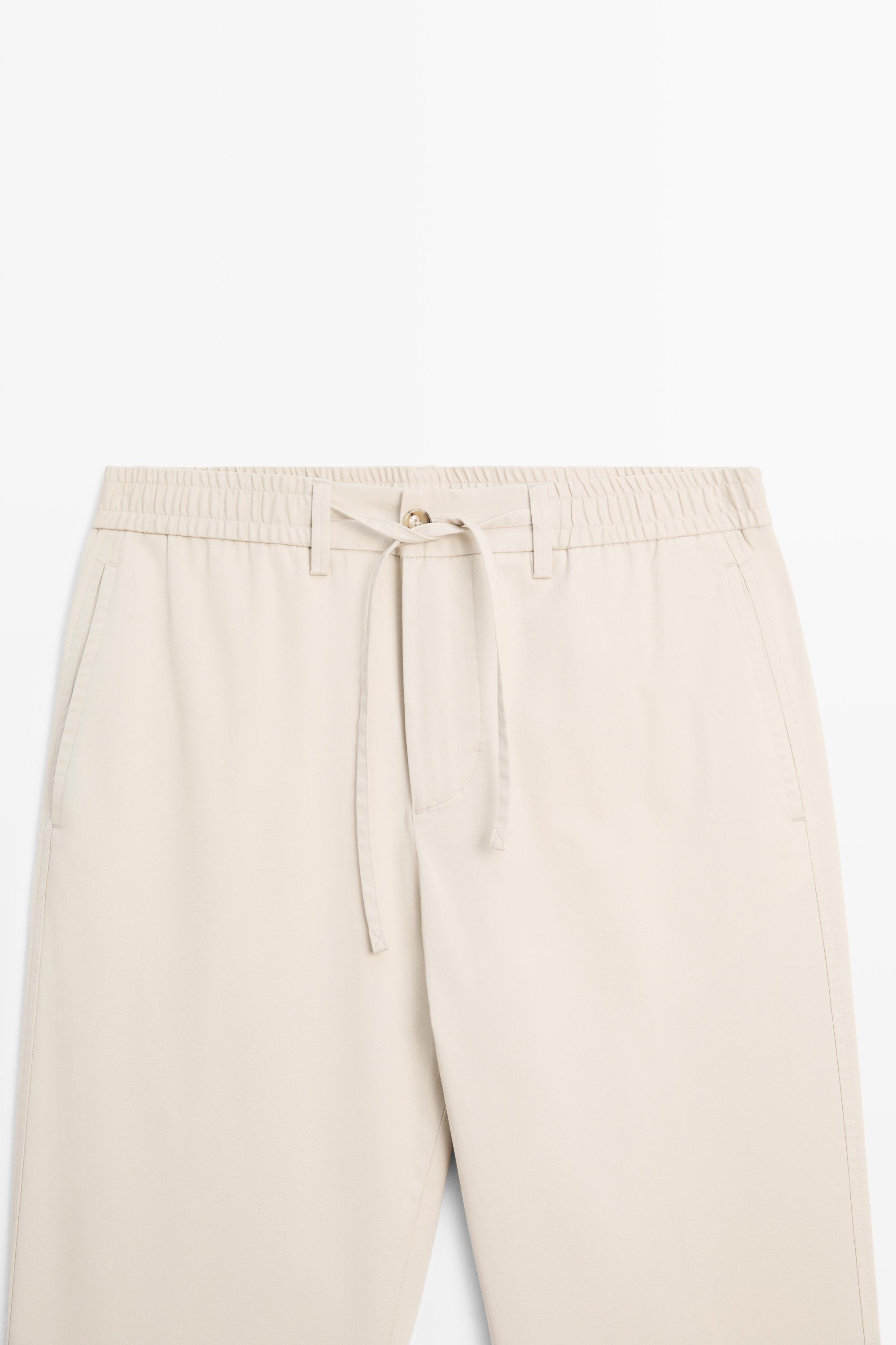 Cotton blend jogger fit pants — BEIGE
