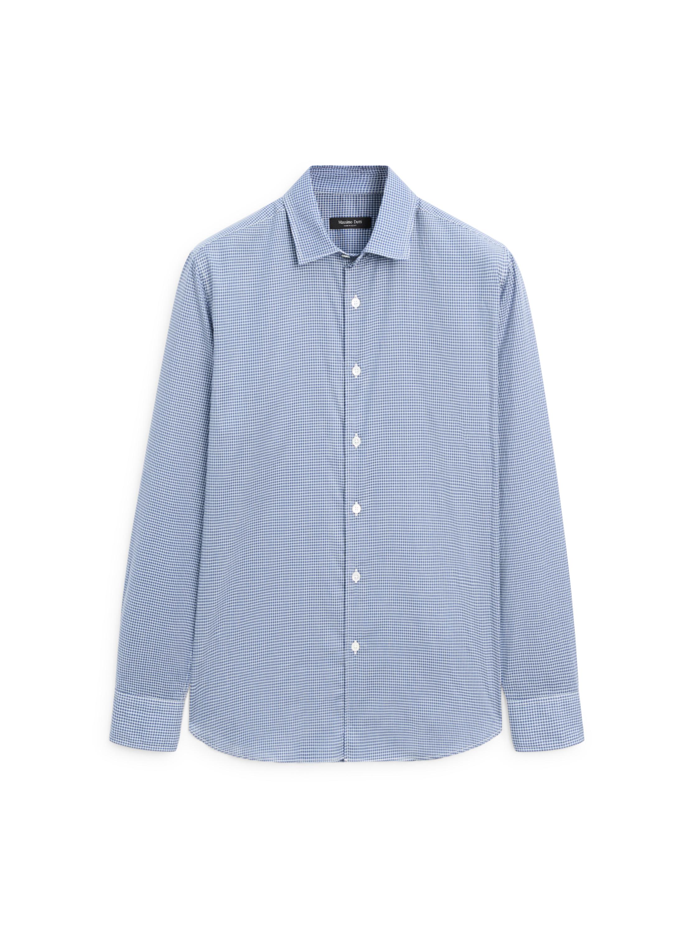 Regular fit check 100% cotton shirt — DEEP BLUE