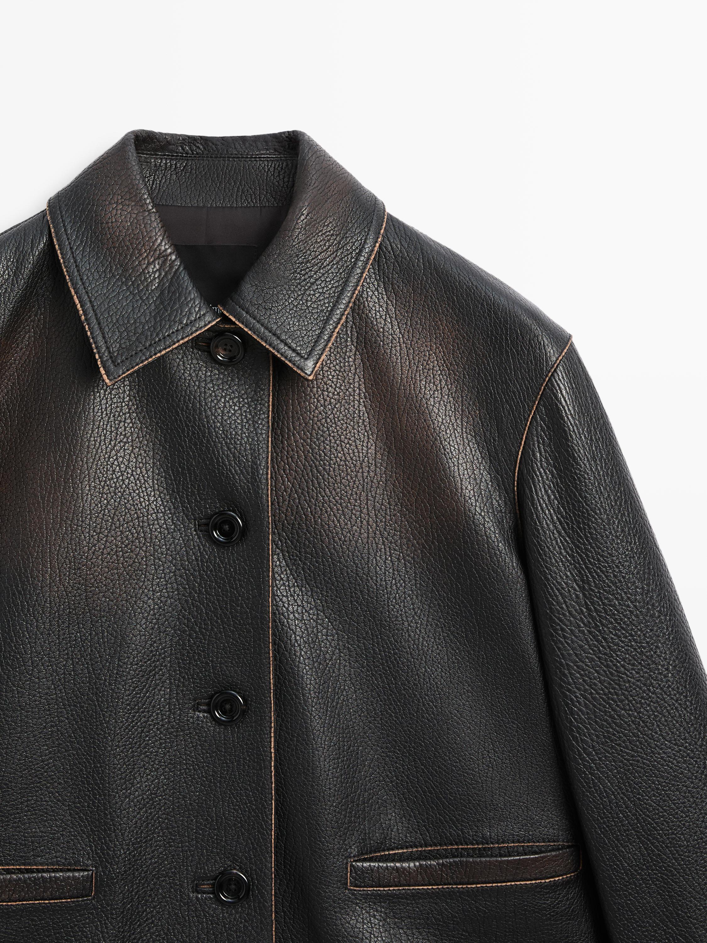 쇼트 나파 레더 재킷 · 블랙 · 수트 | Massimo Dutti