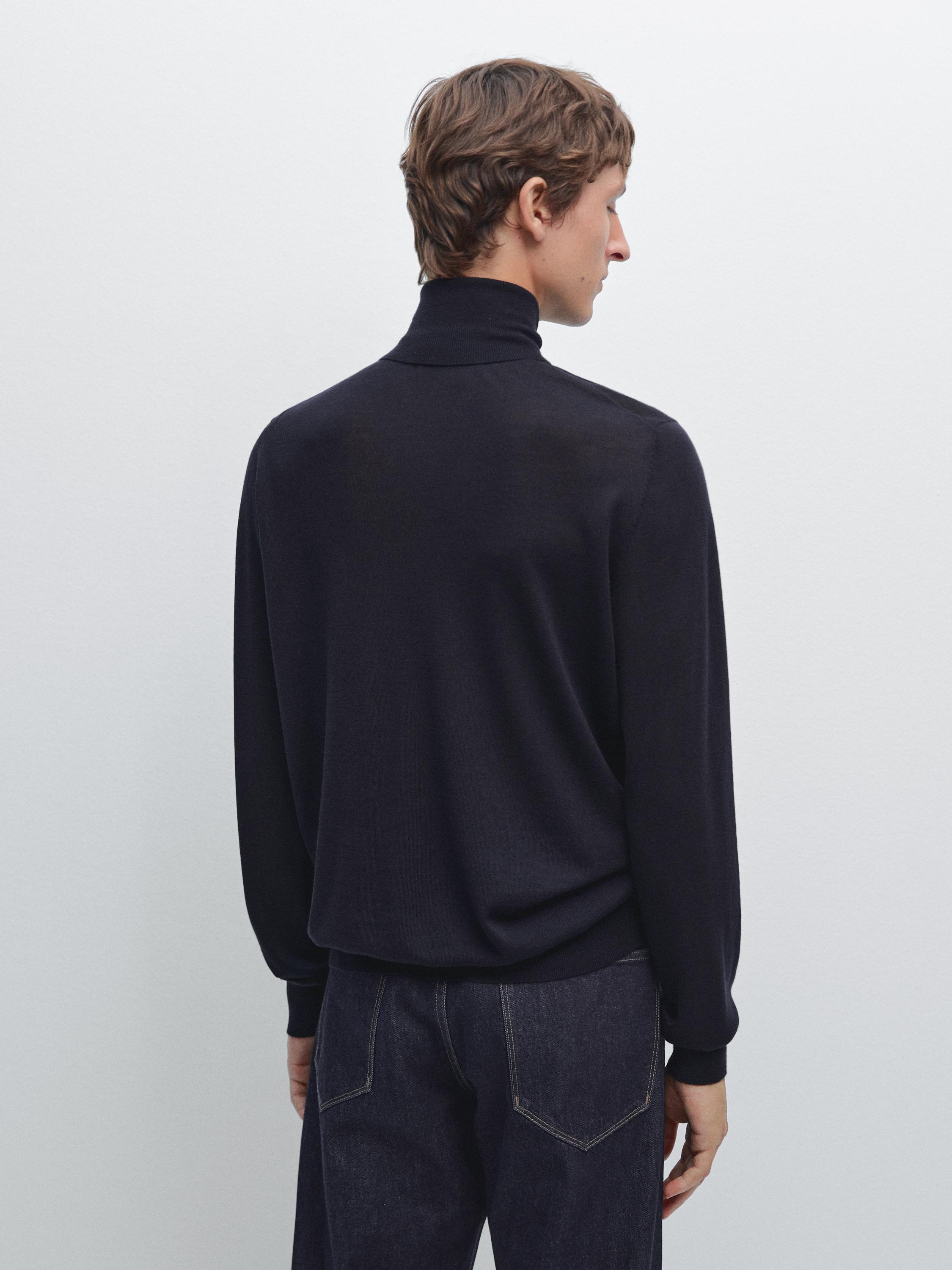 Wool blend high neck knit jumper