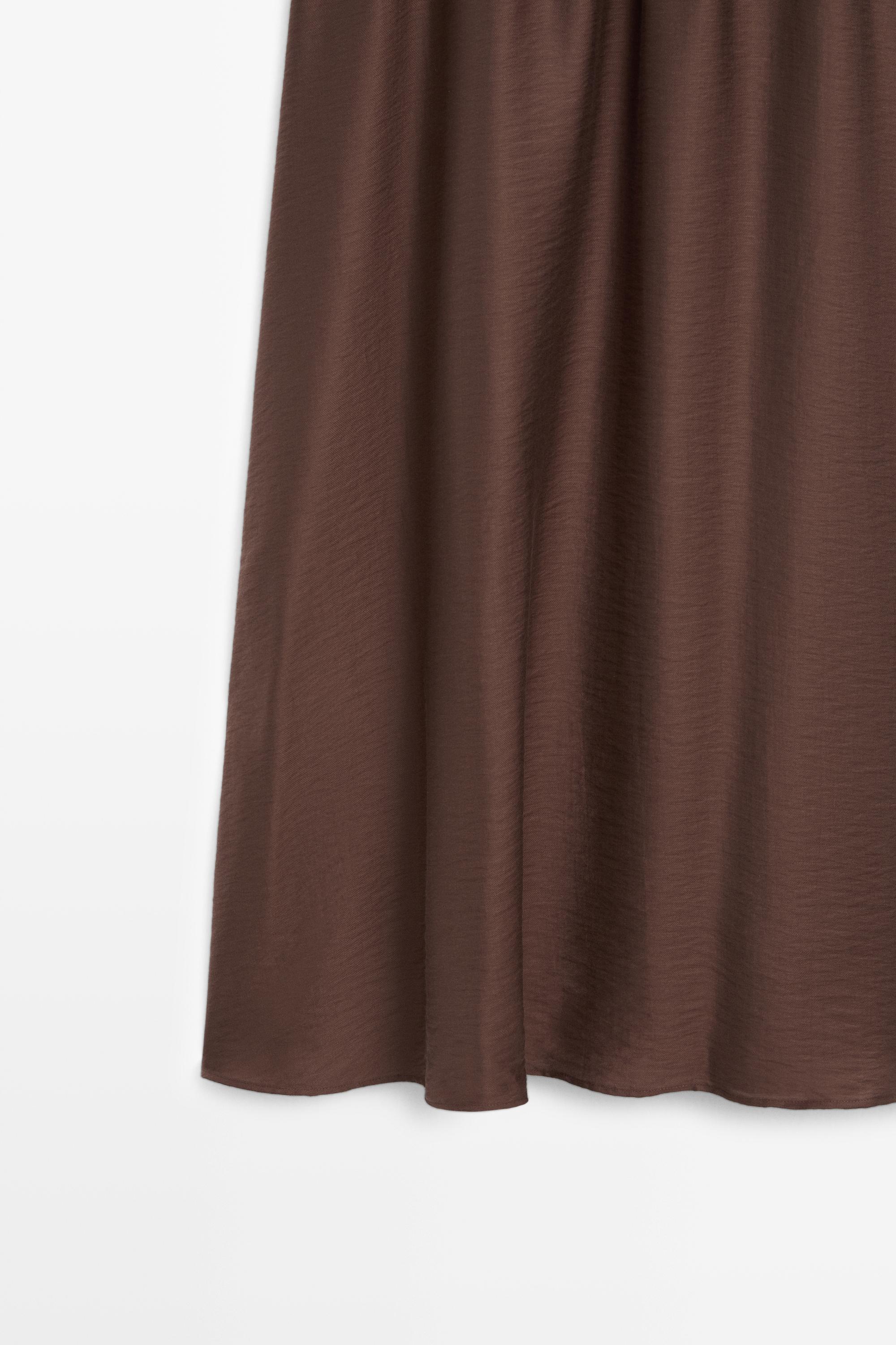 One-shoulder midi dress — BROWN