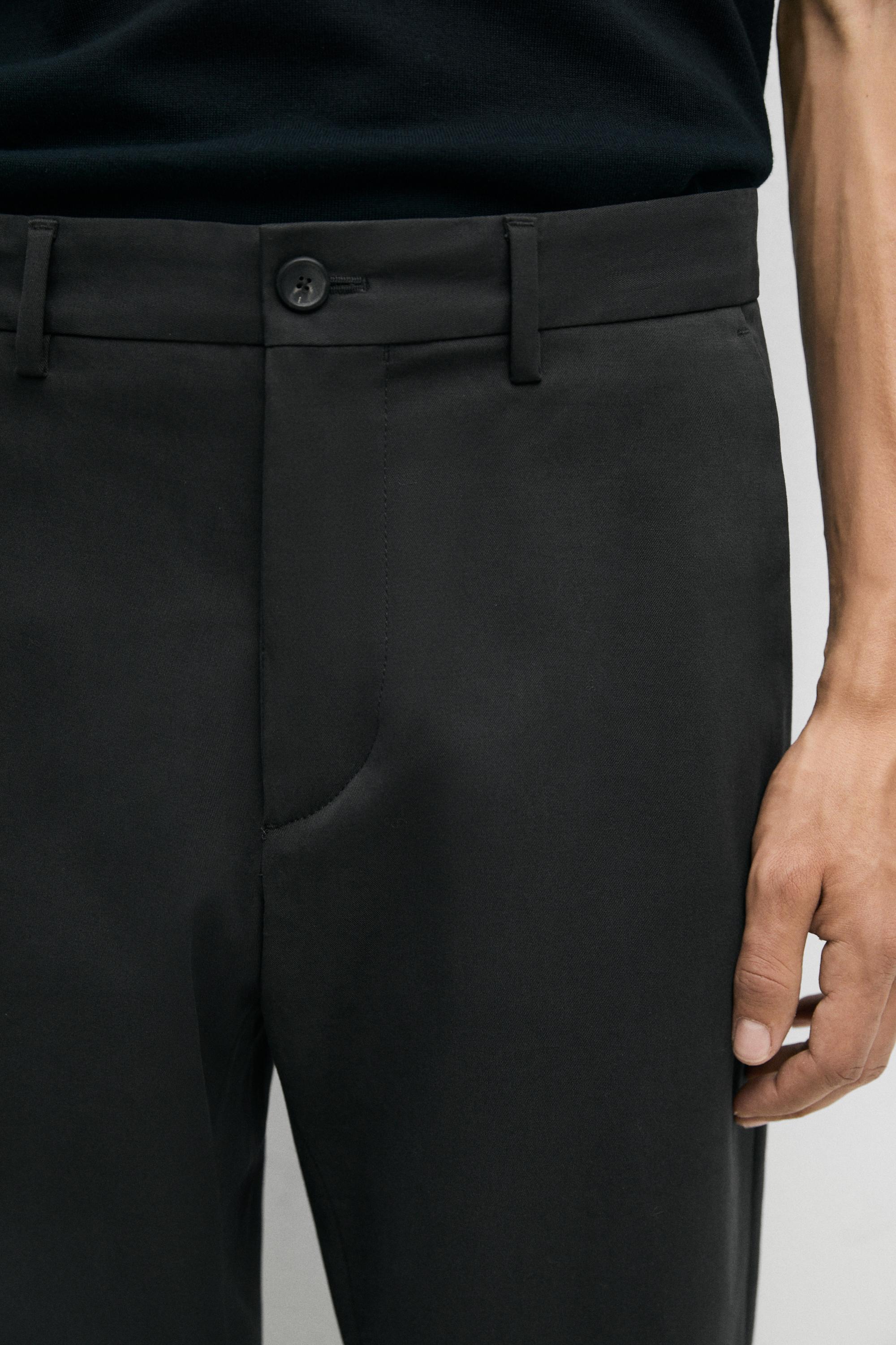 Cotton blend slim fit pants — GREY