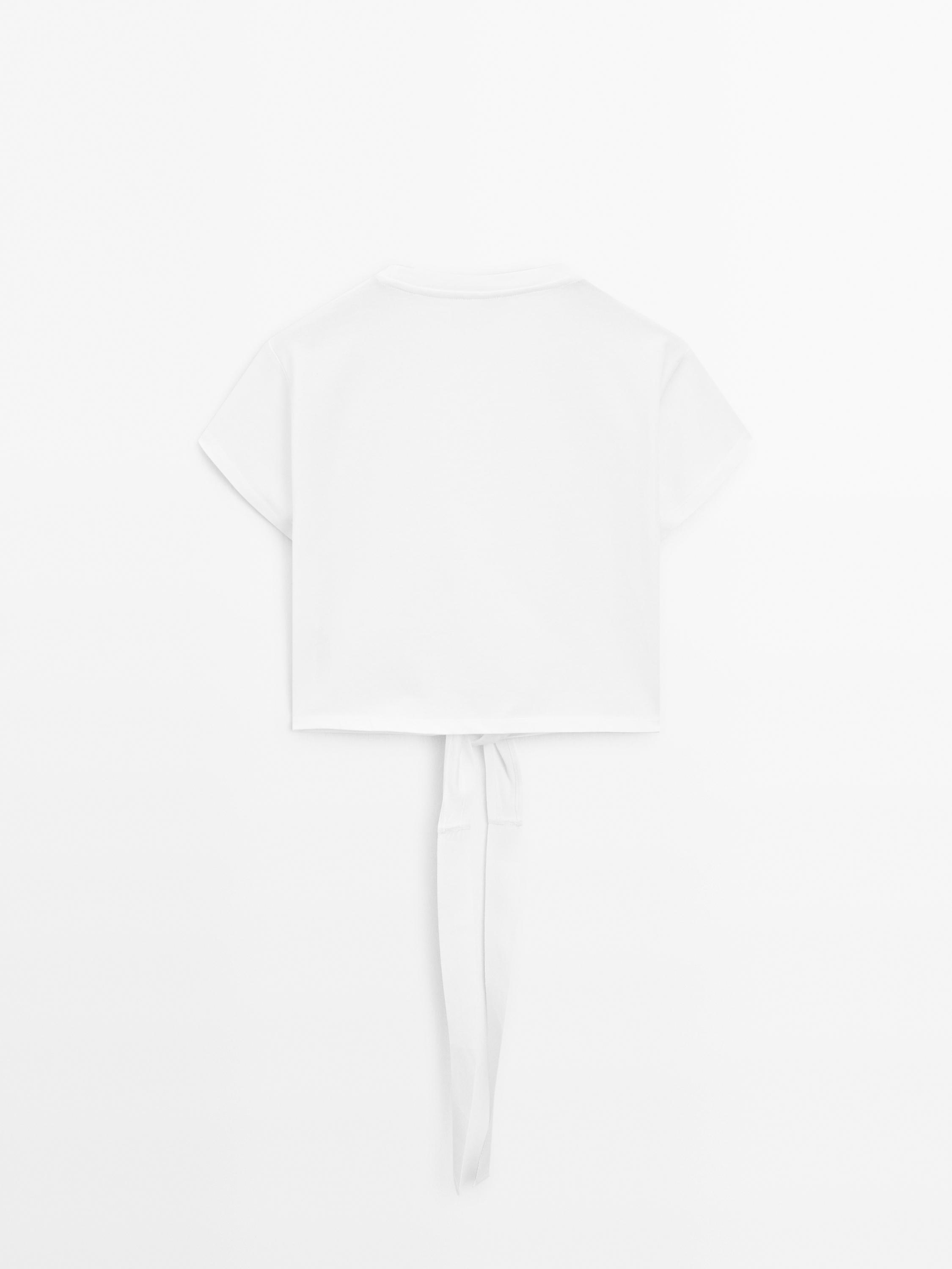 100% cotton T-shirt with tie detail