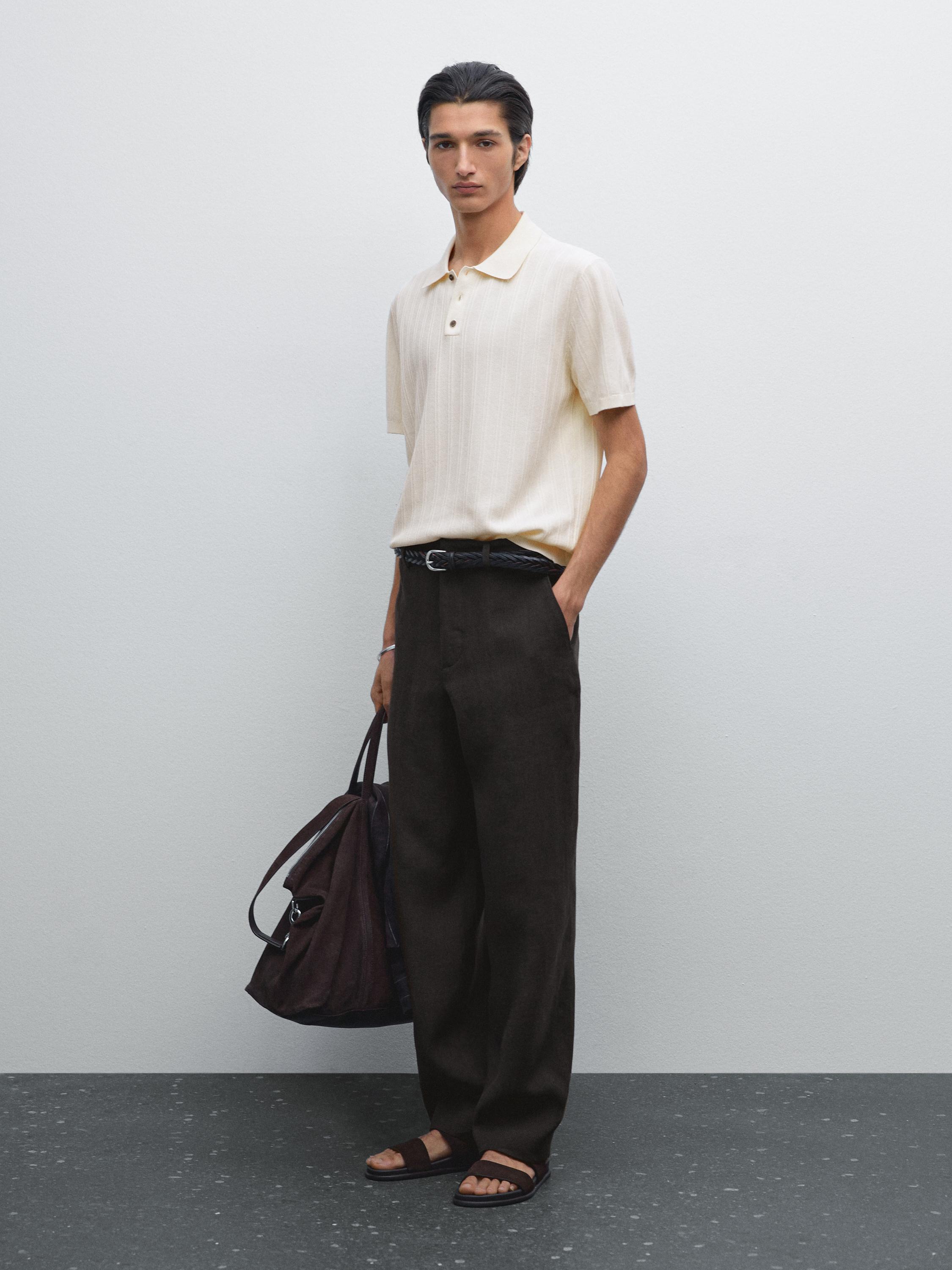 100% cotton textured knit polo shirt
