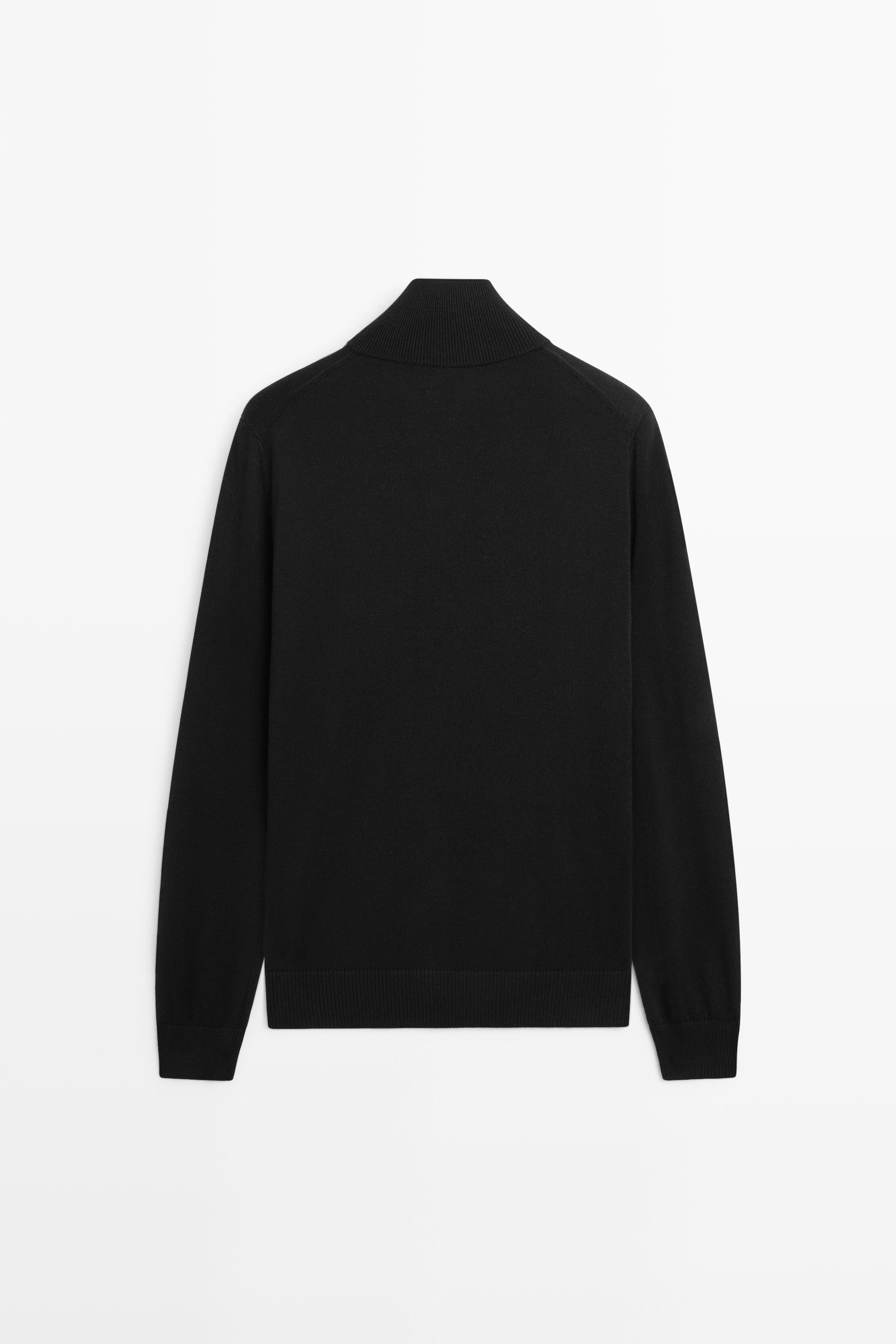 100% cotton knit cardigan — BLACK