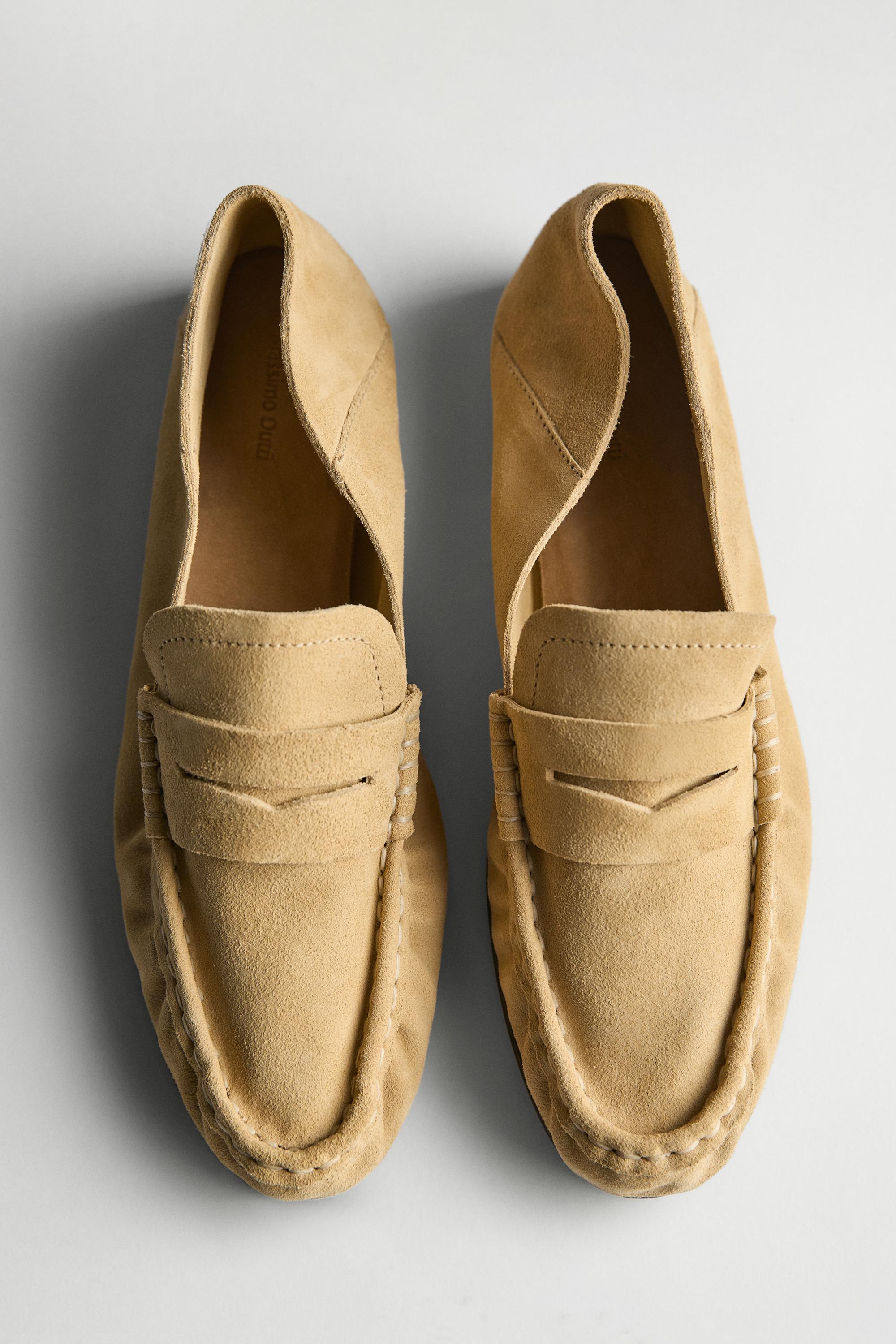Soft split leather loafers