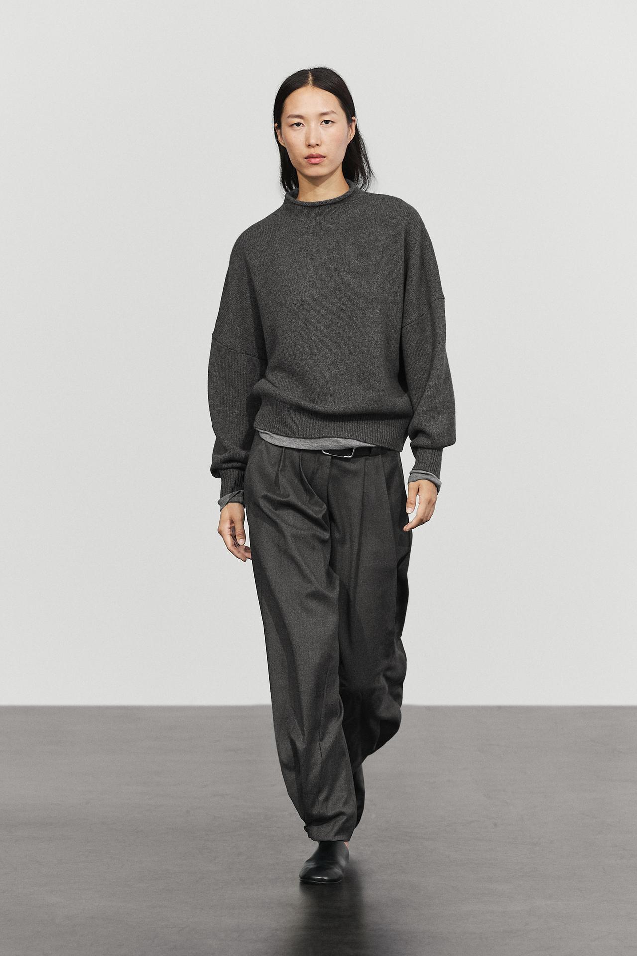 100% wool oversize knit sweater — DARK GREY