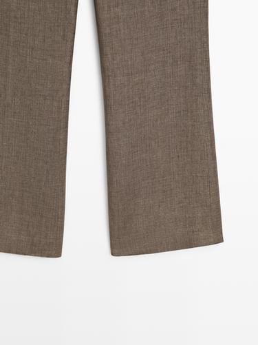 Kick flare cropped linen trousers — MOLE BROWN 7
