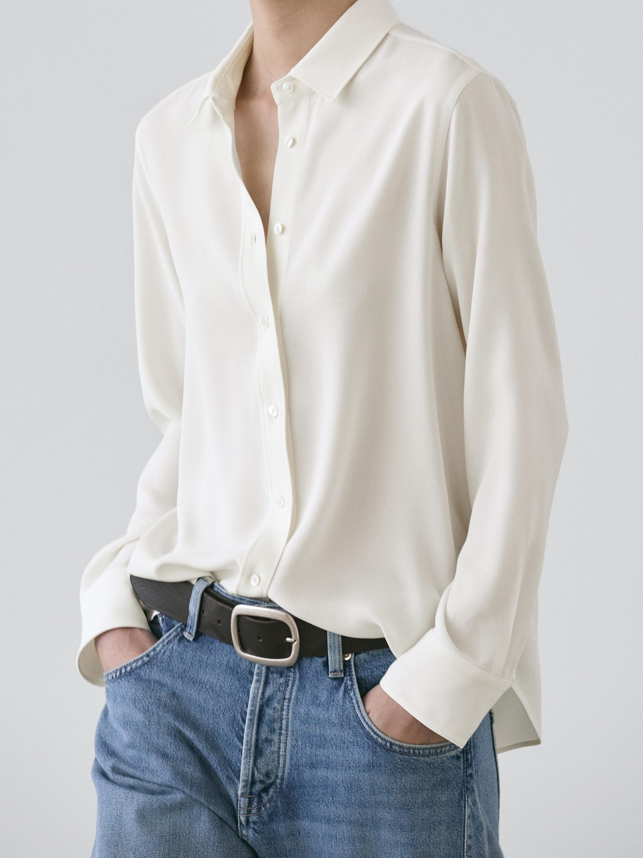 Flowing shirt with shirt collar — Off white