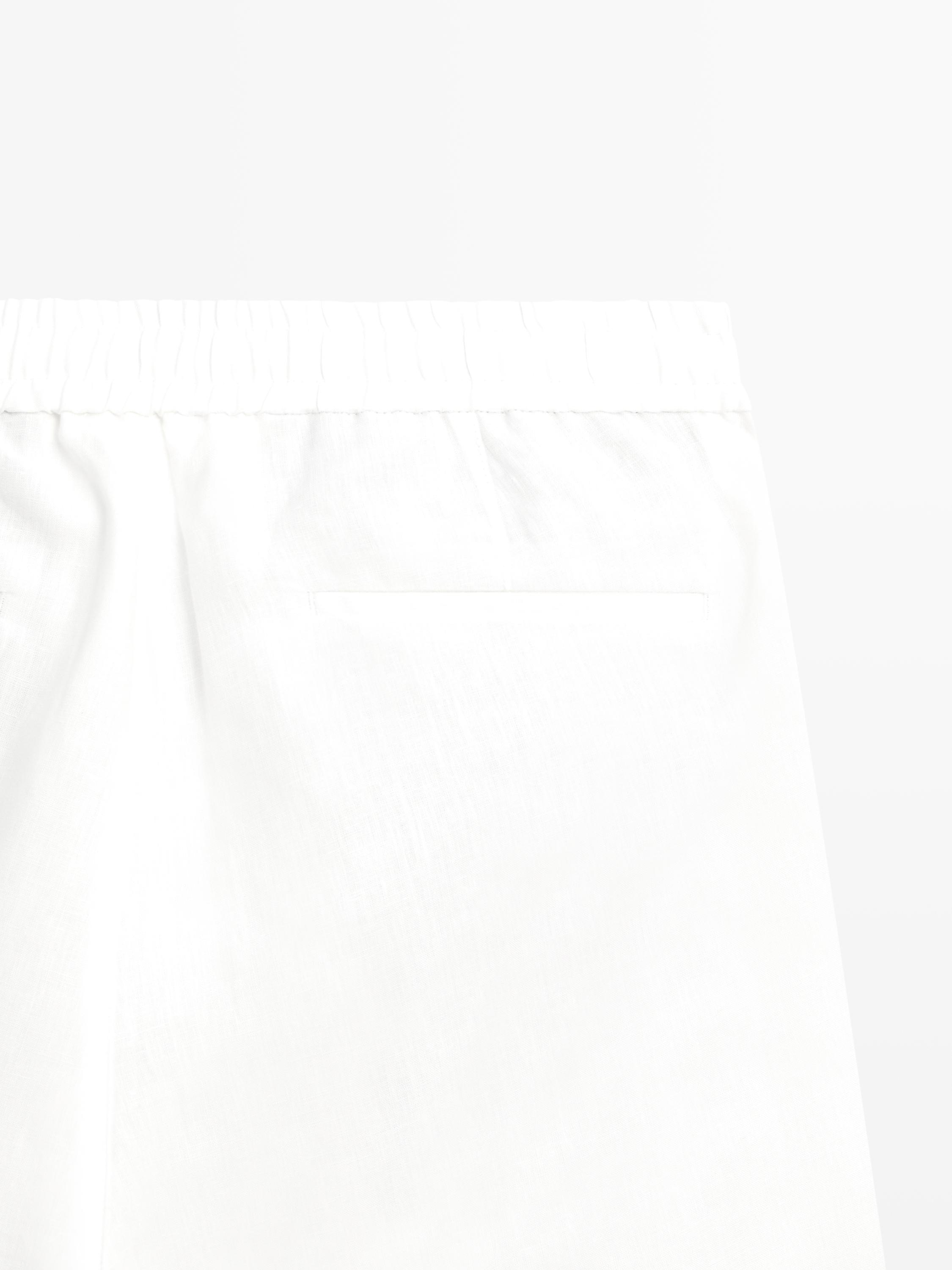 100% linen short Bermuda shorts — Off white