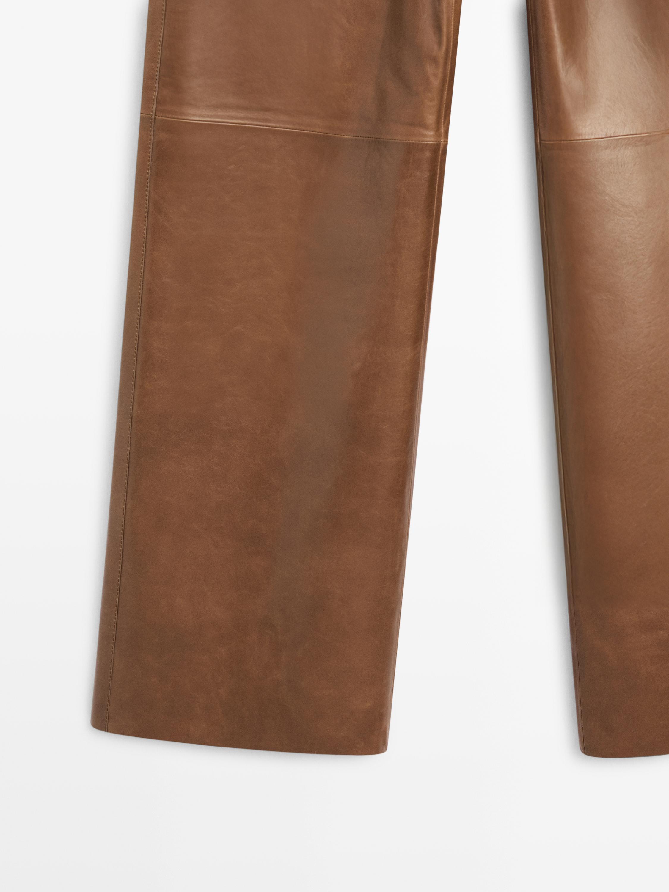 Shiny nappa leather trousers — CAMEL