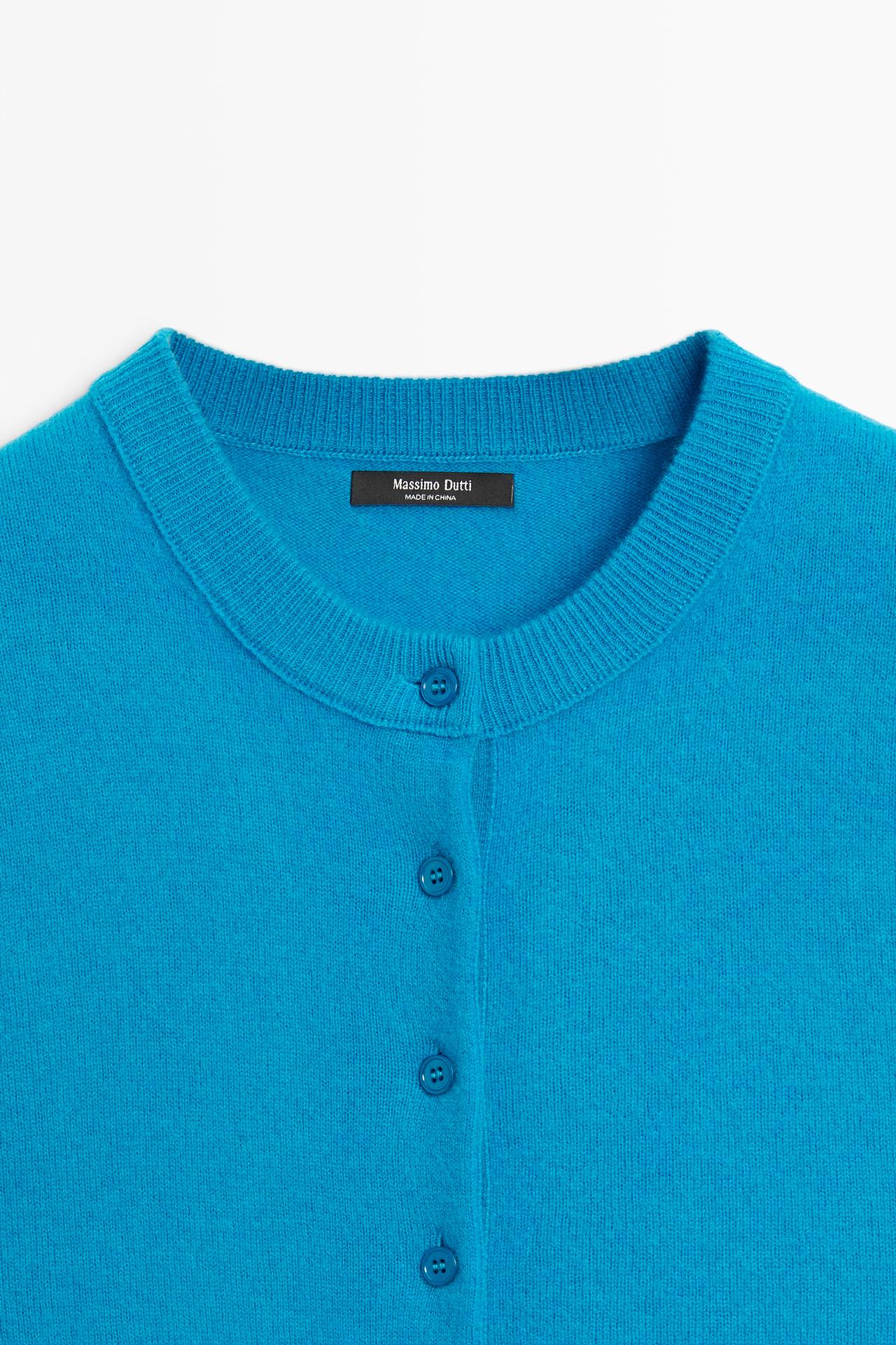 Knit cardigan with button detail — TURQUOISE