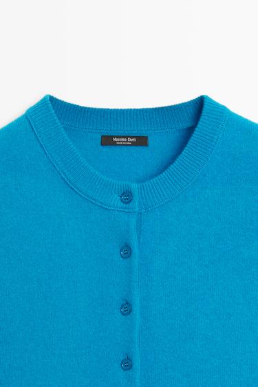 Knit cardigan with button detail — TURQUOISE 4