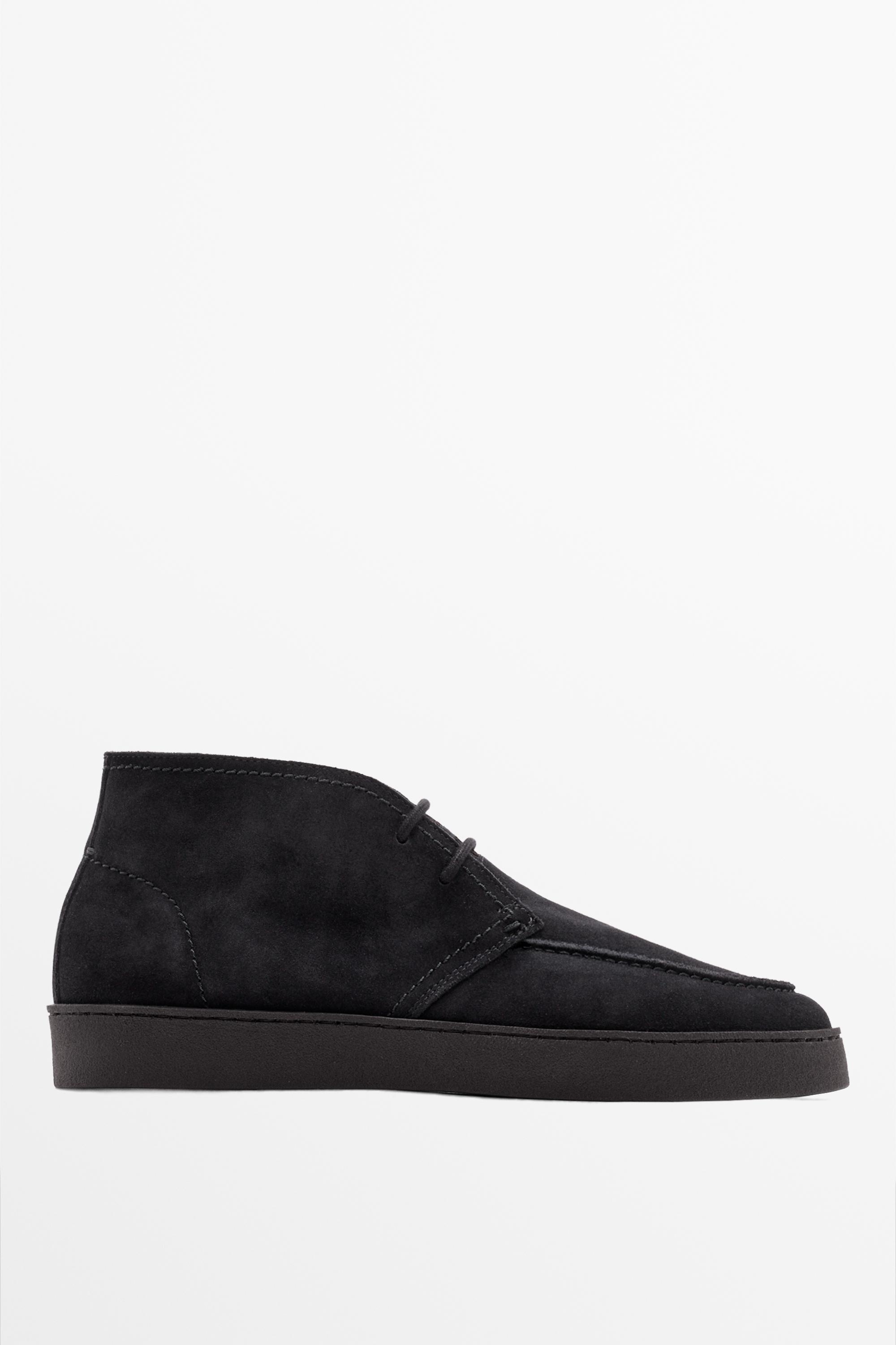 Split suede moc toe ankle-boot shoe
