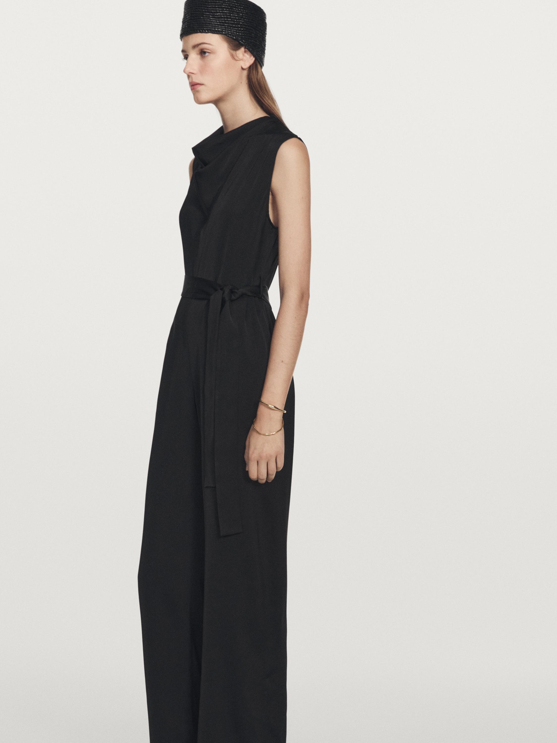 Flowing satin jumpsuit