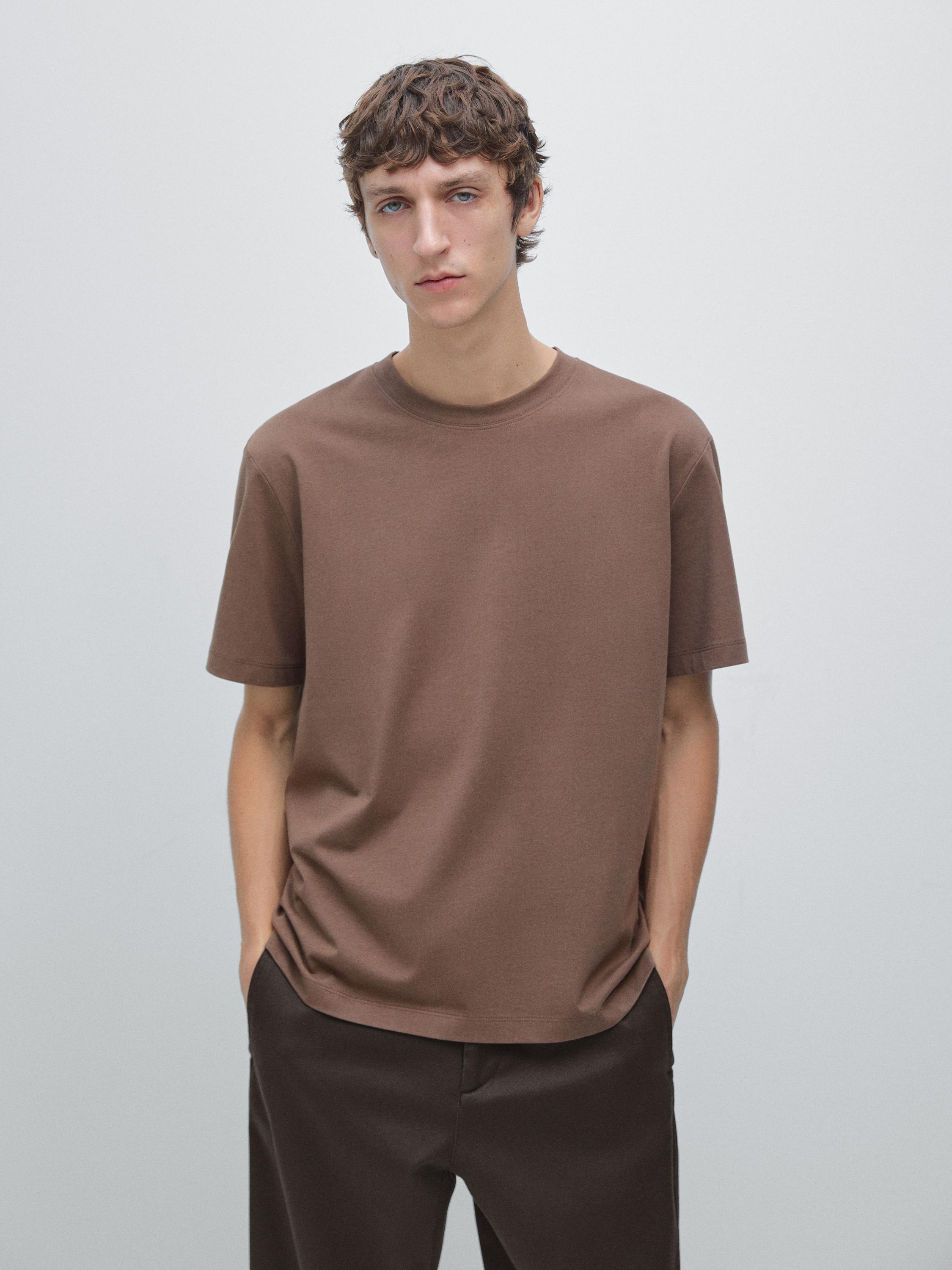 تيشرت من القطن المخلوط بأكمام قصيرة