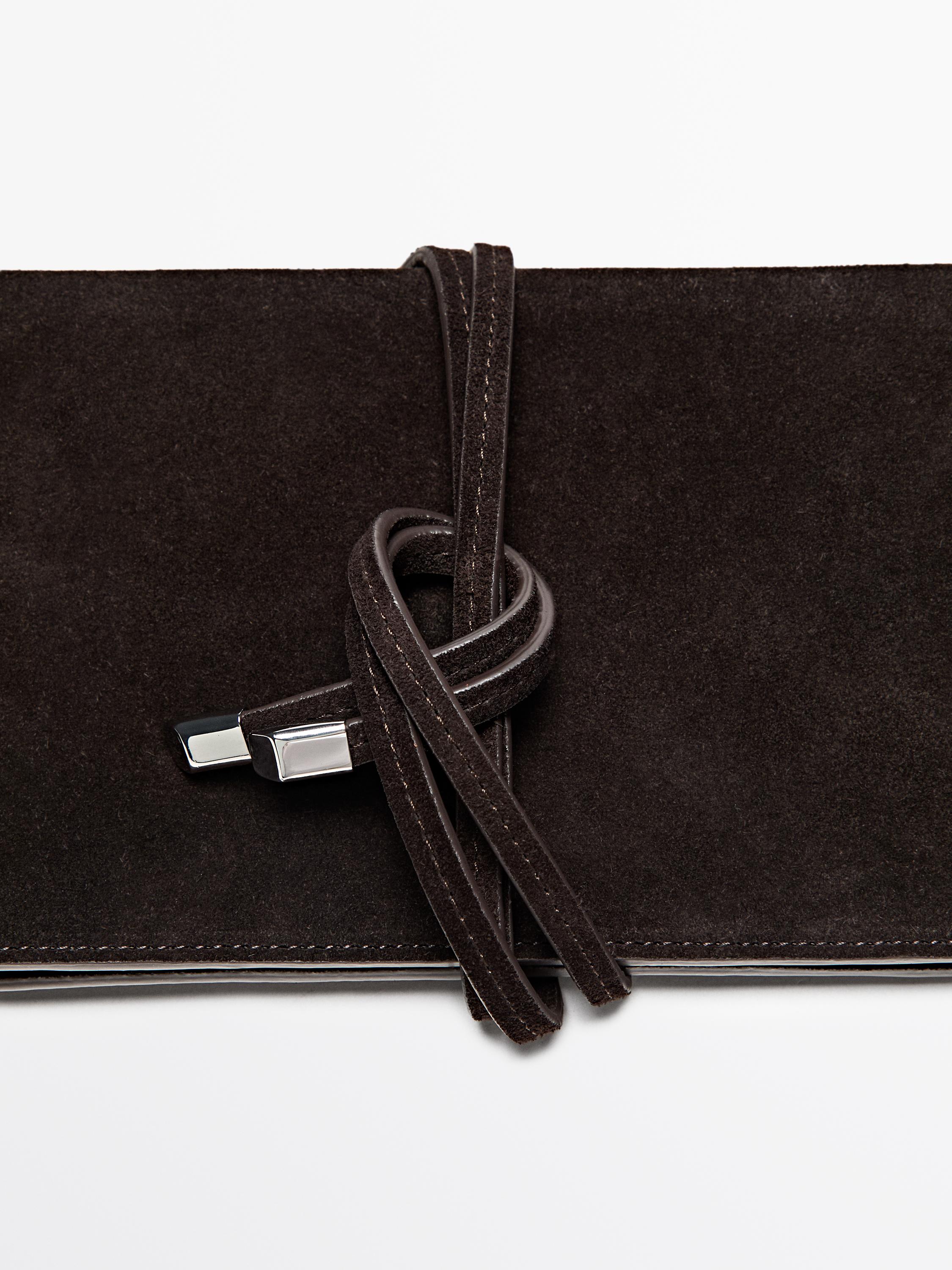 Split leather handbag