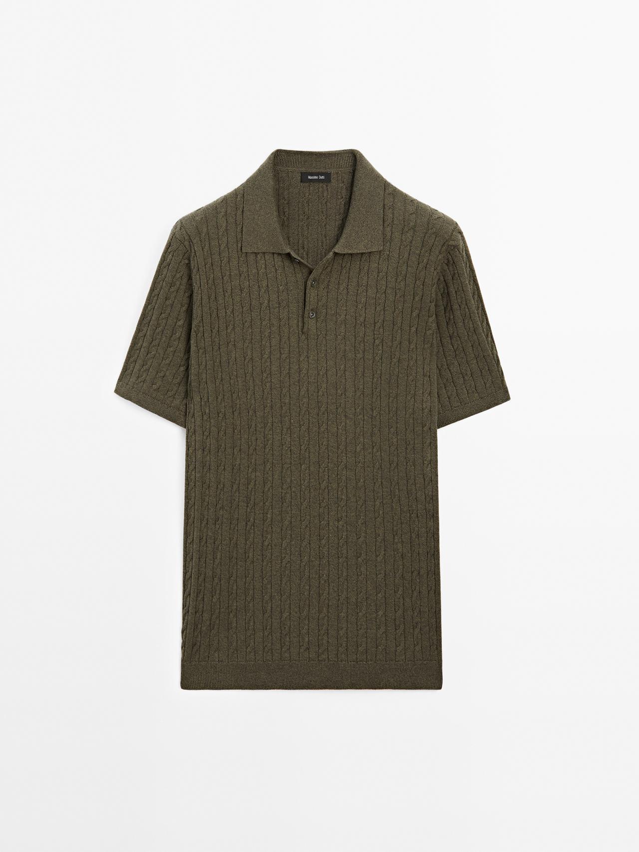 Massimo Dutti - Herre - Poloshirt I Kabelstrik - Grøn - S