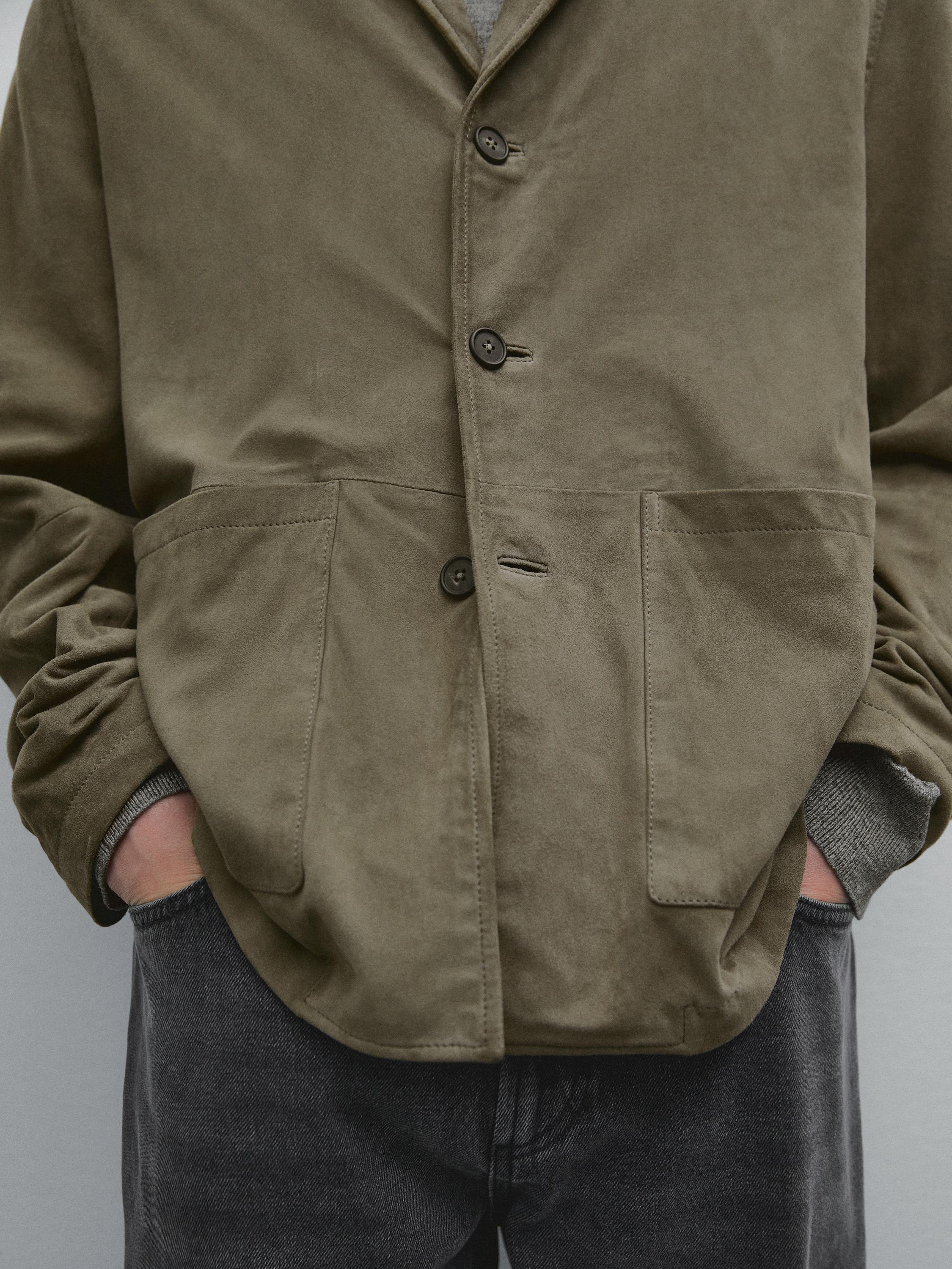 Suede leather blazer