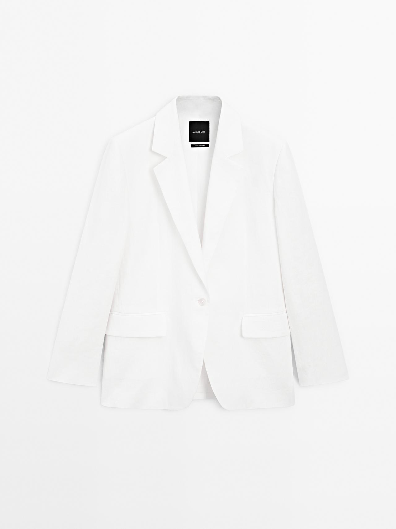 Massimo Dutti - Dame - Habitjakke I 100 % Hør - Råhvid - 42