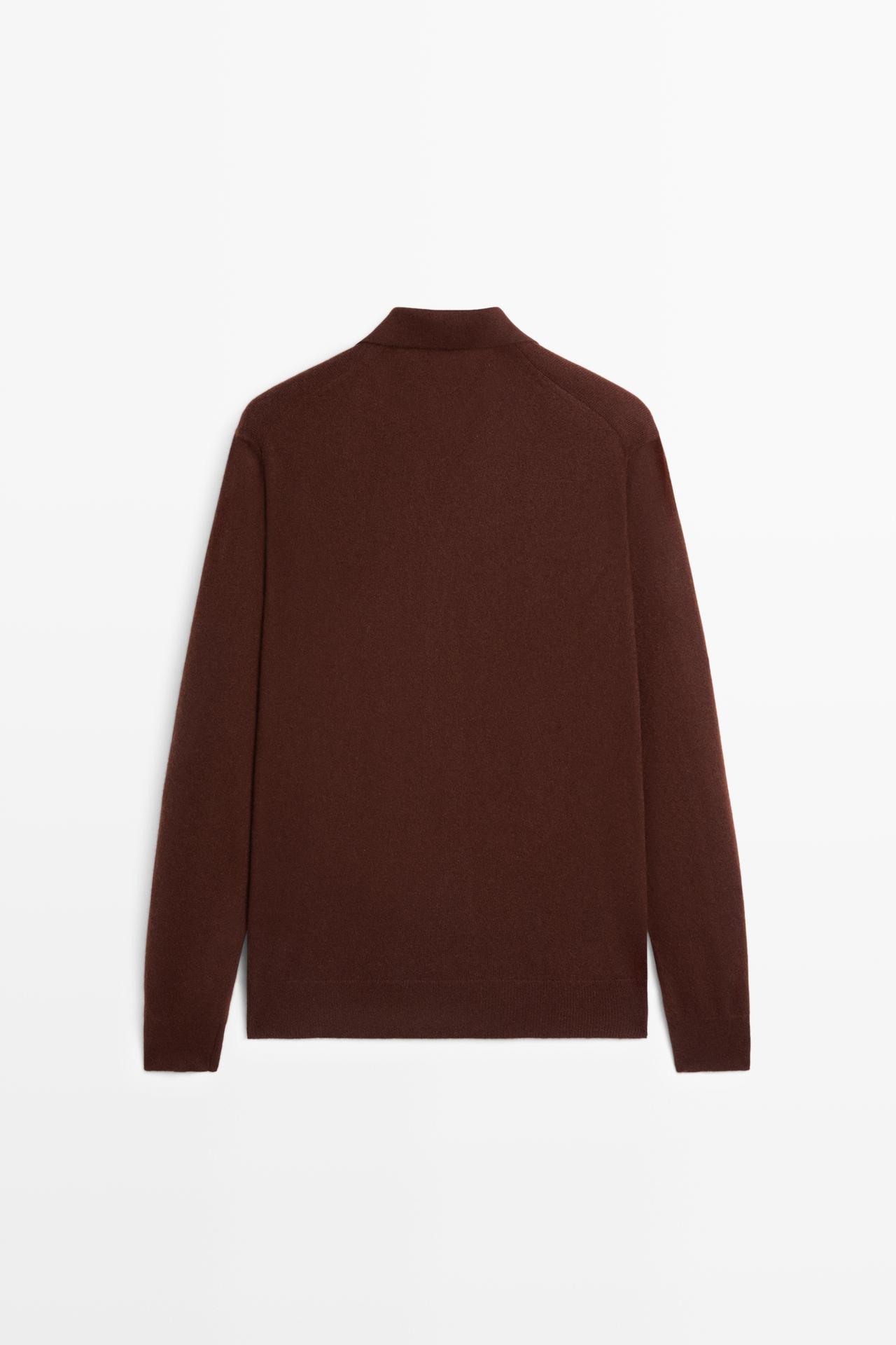 100% cashmere knit polo sweater — BRANDY