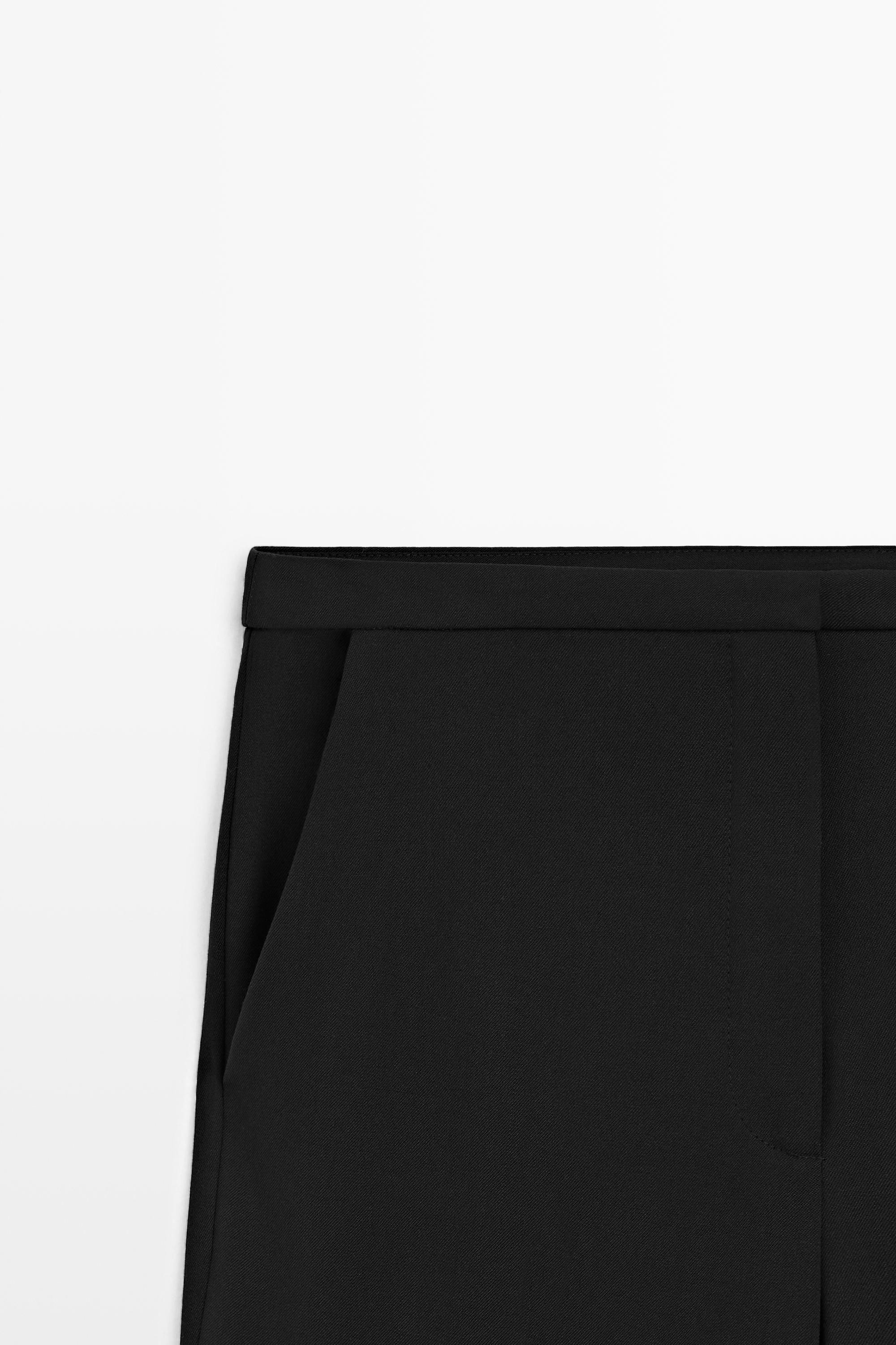 Wool blend waistband trousers — BLACK