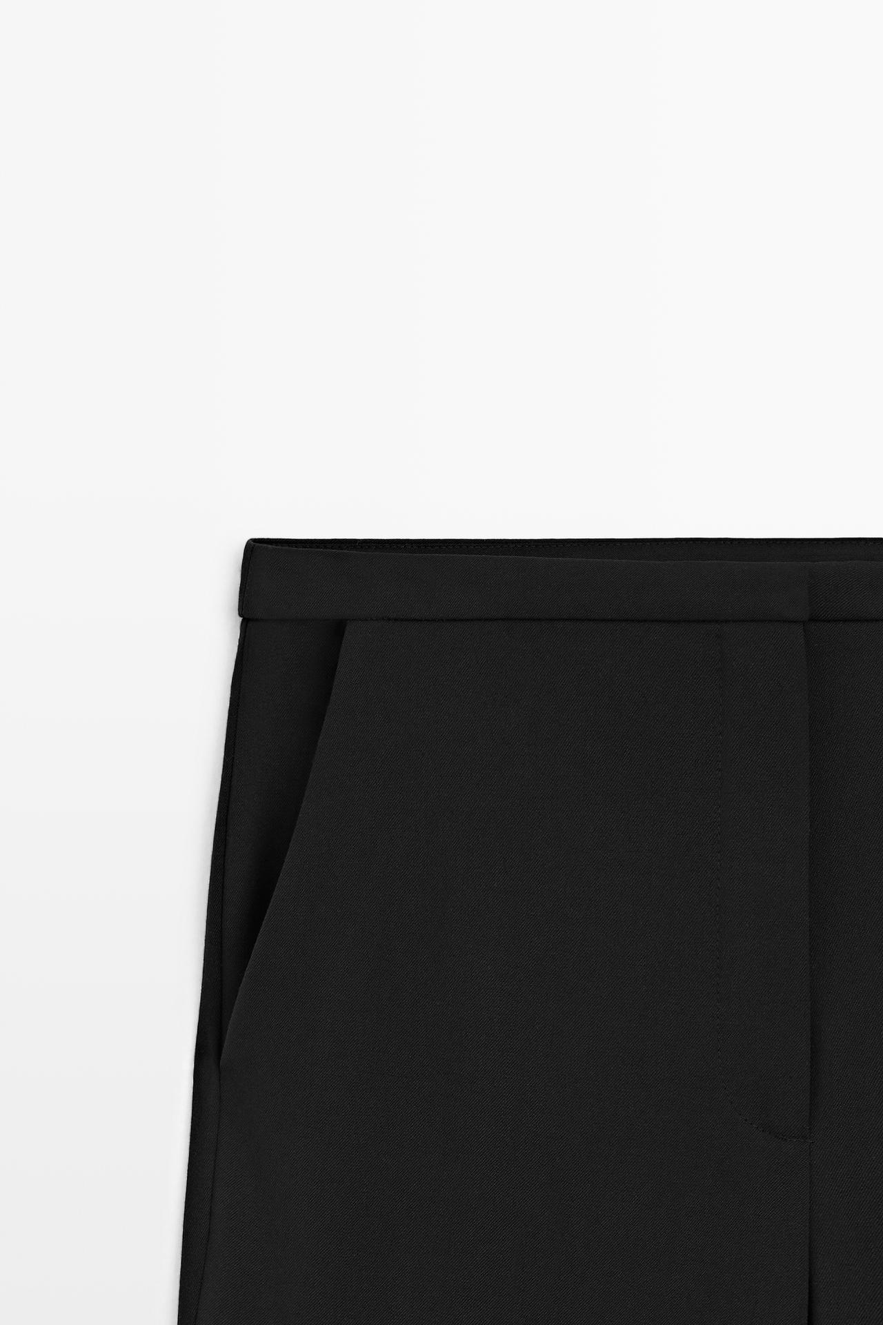 Slim-fit wool blend pants — BLACK