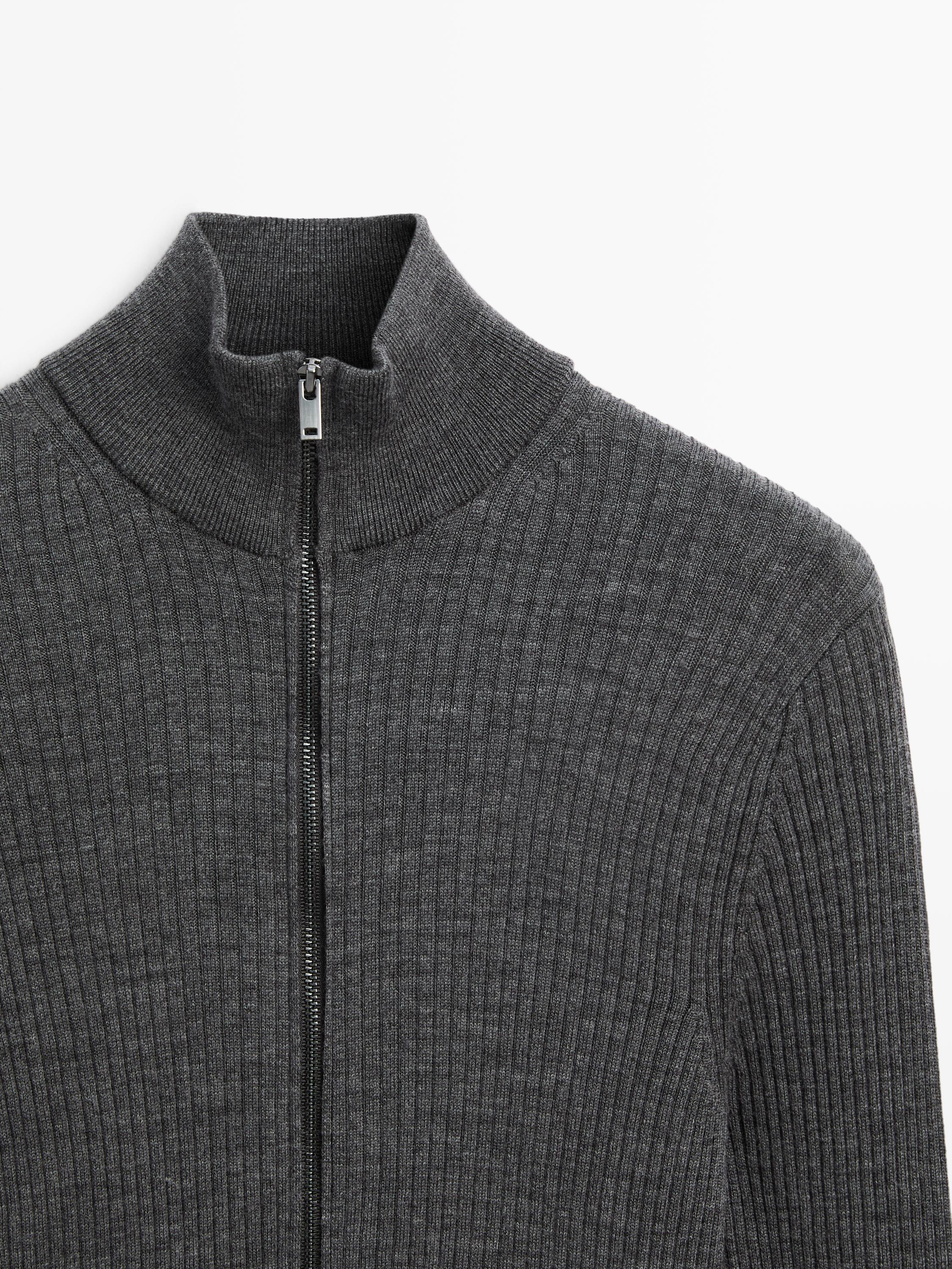 Wool zip-up cardigan · Anthracite Grey, Navy Blue · Cardigan