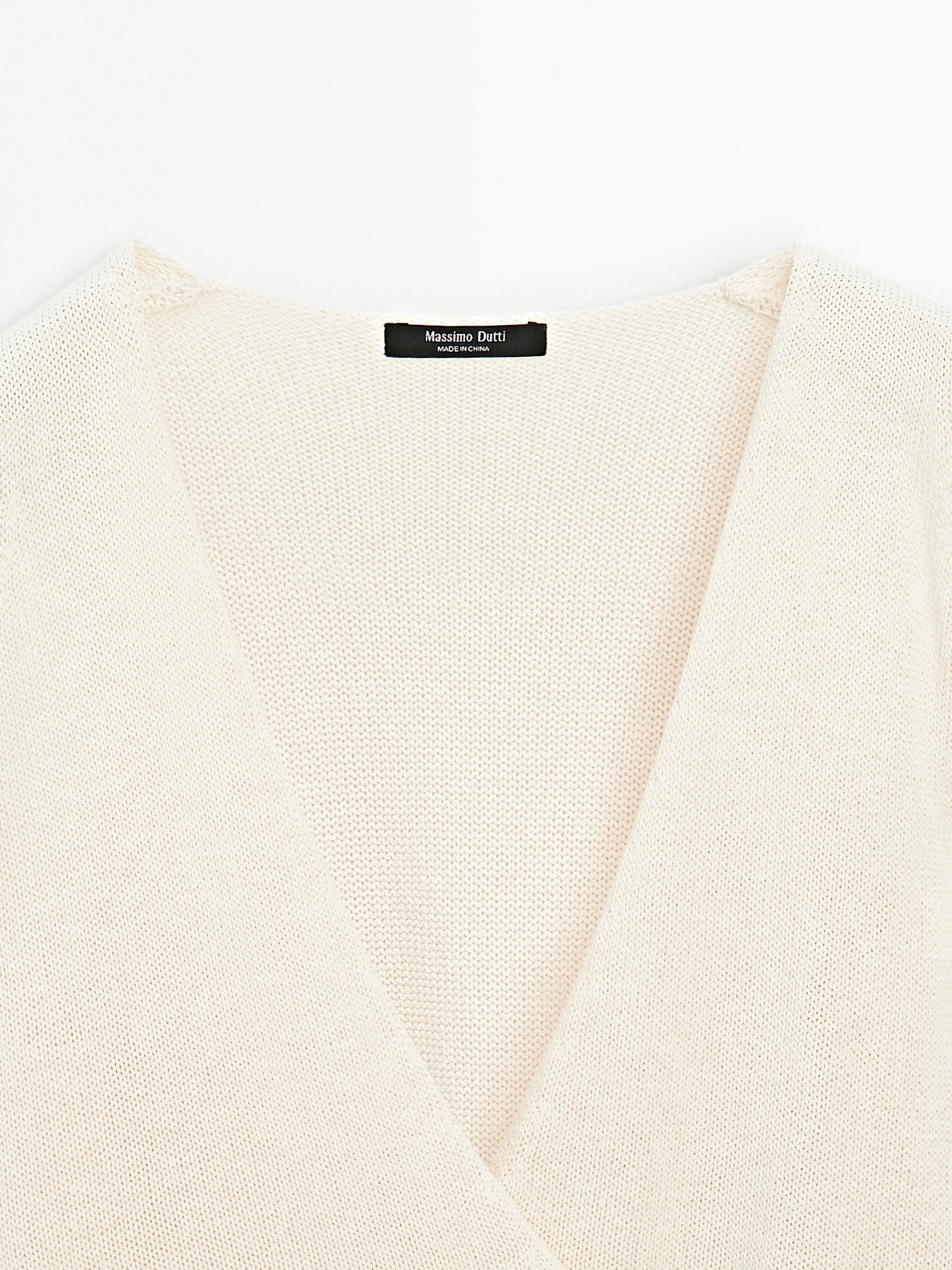 Knit crossover waistcoat with drawstring