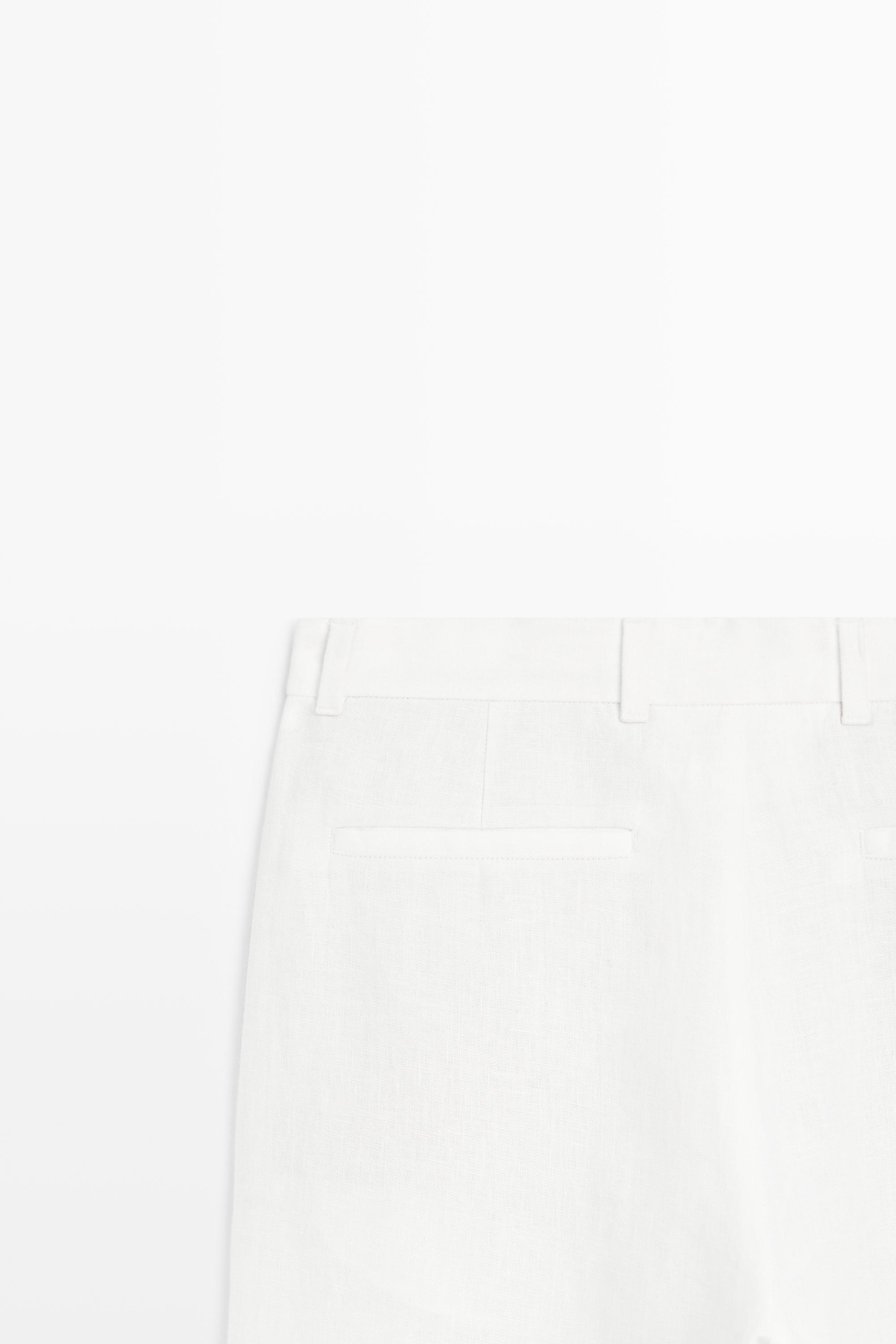100% linen pants with dart detail — WHITE
