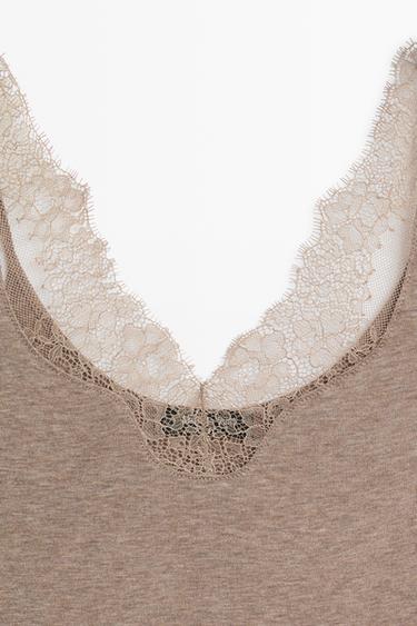 Strappy lace-trimmed camisole top — MINK 9