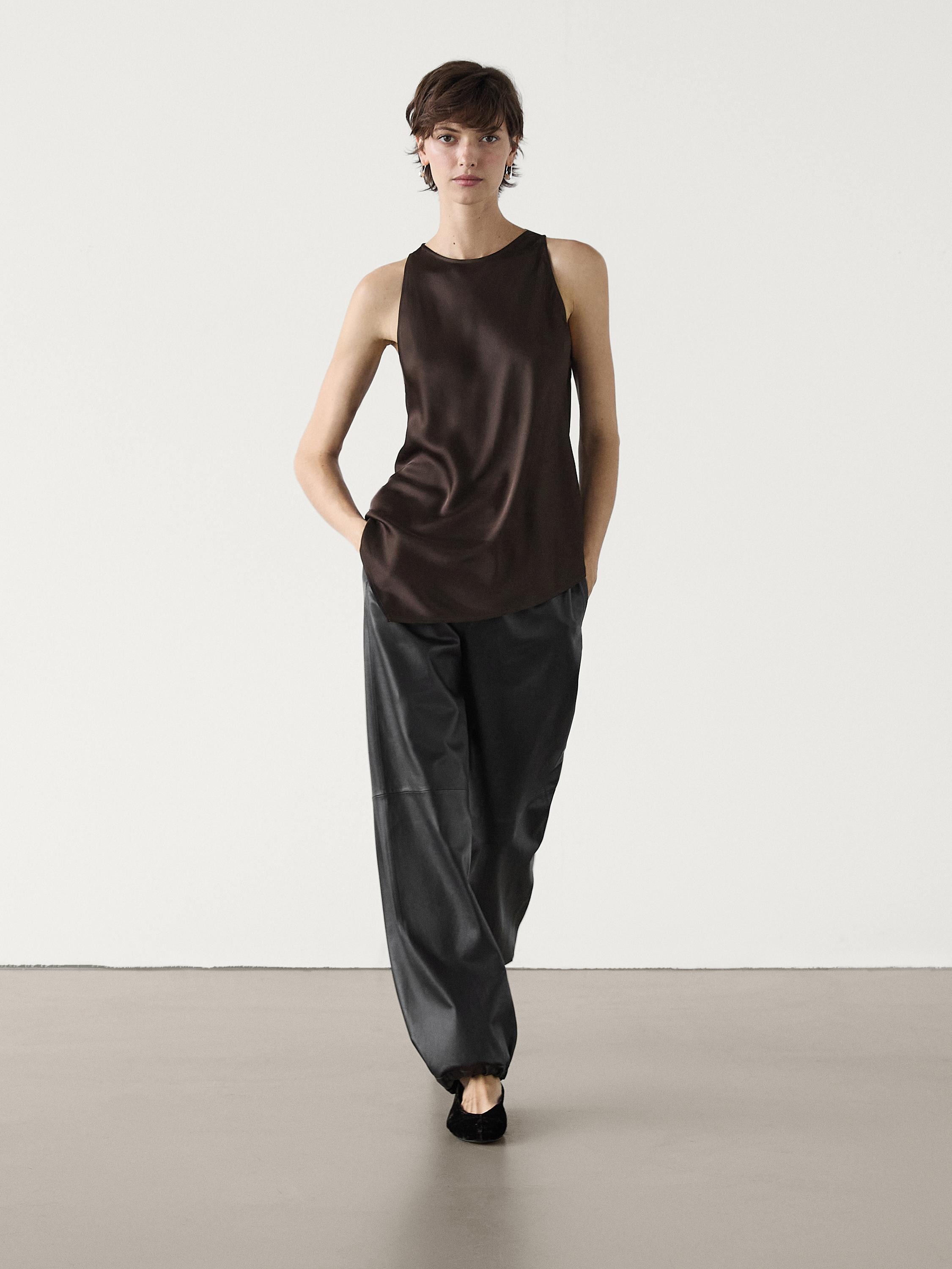 Nappa leather parachute trousers