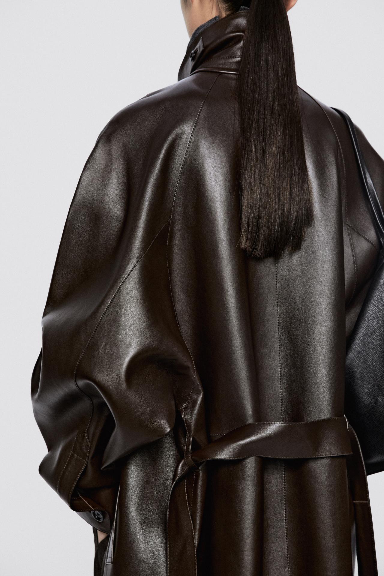 Long nappa leather trench coat with belt - LIMITED EDITION — Chocolate