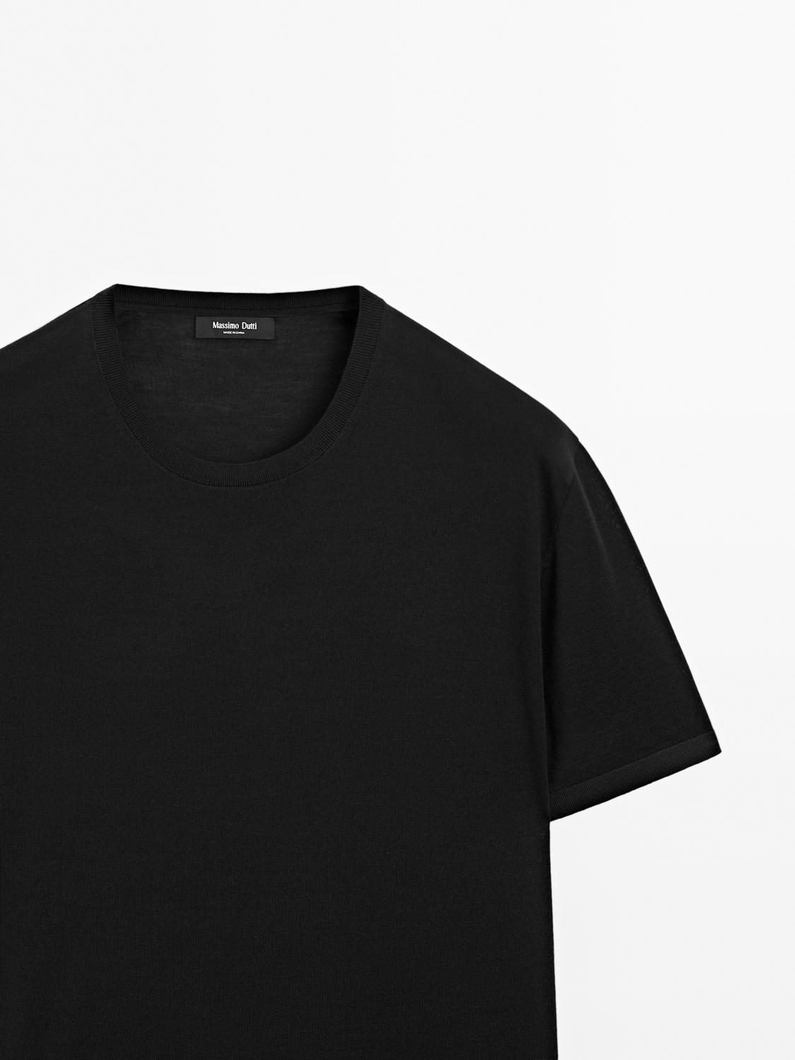 Short sleeve knit wool blend T-shirt