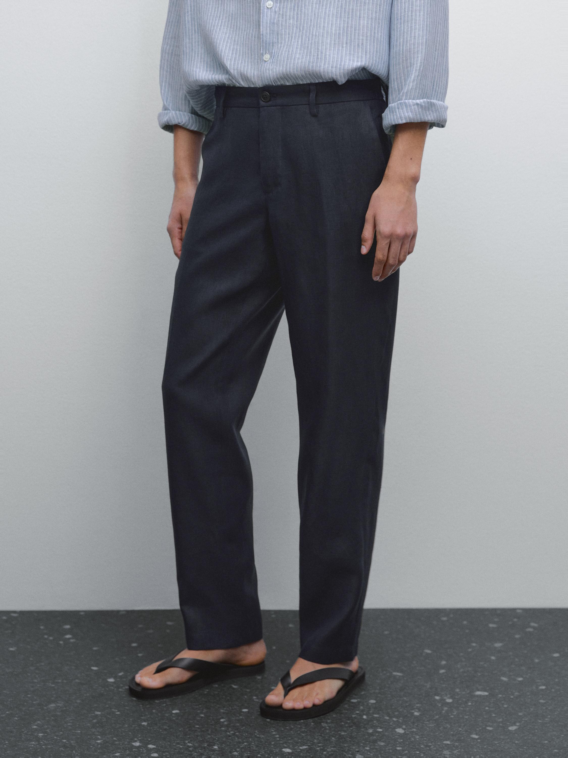 Regular fit linen trousers