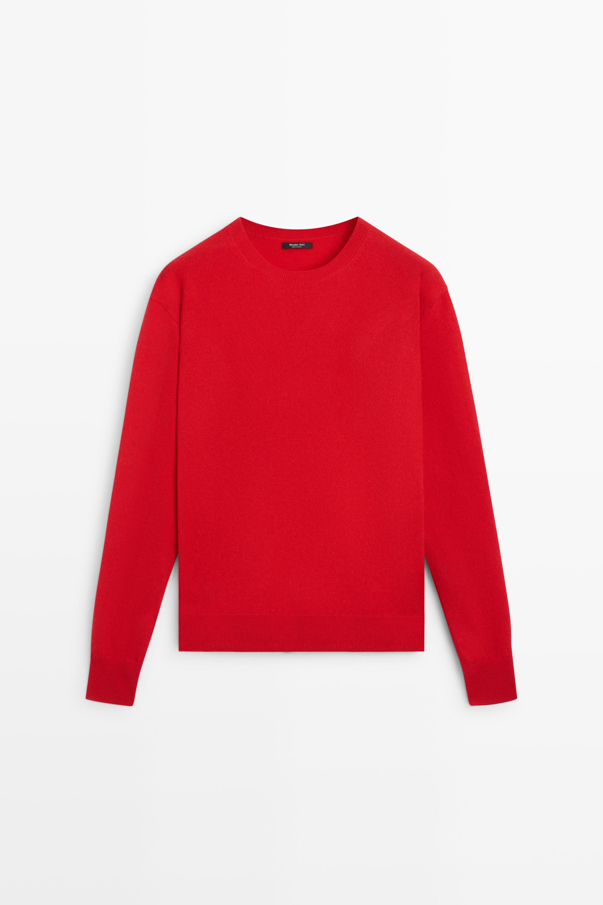 Wool blend knit sweater with round neck