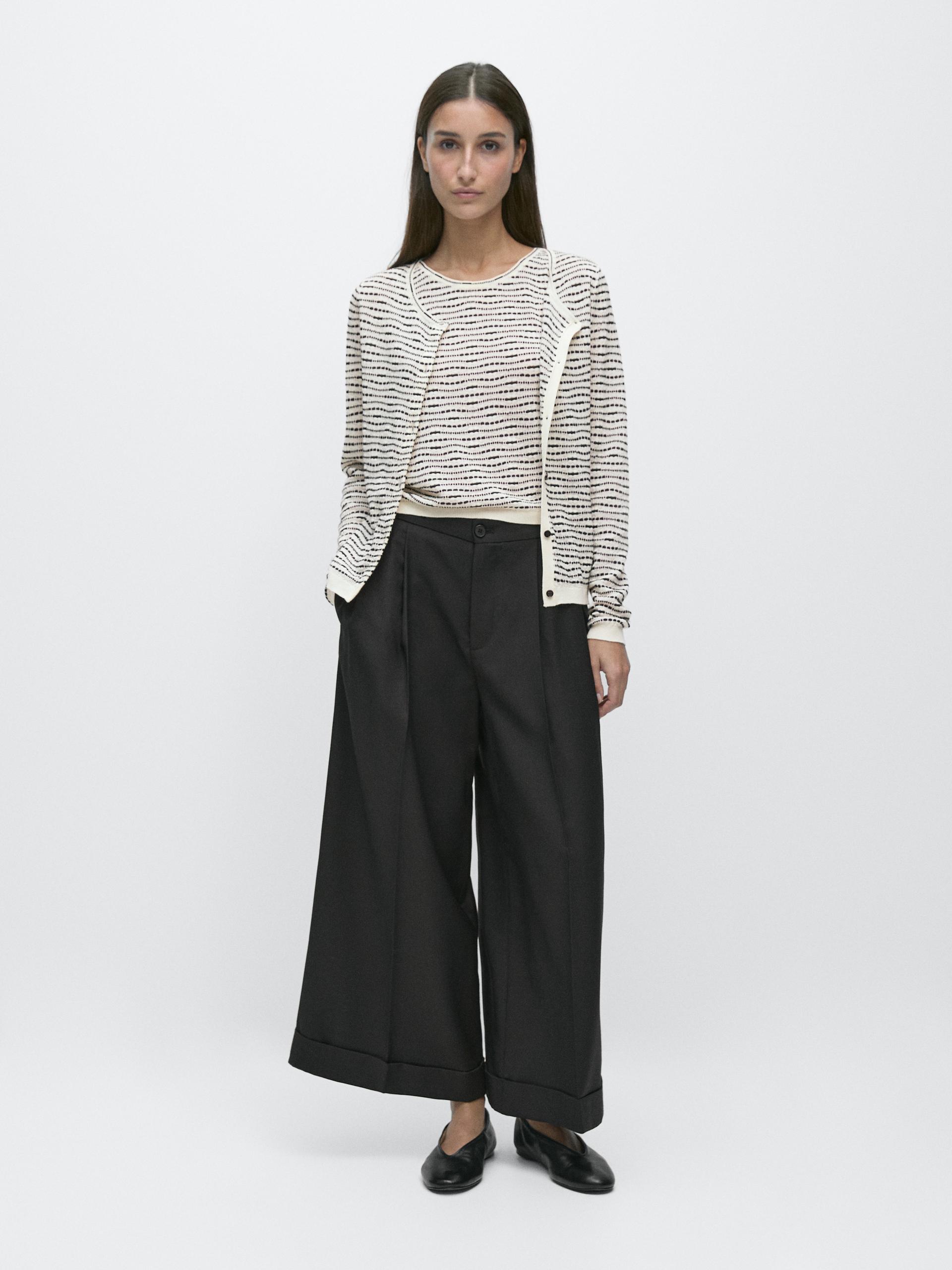 Cardigan In Maglia 100% Cotone - Ecru - S - Massimo Dutti - Femminile